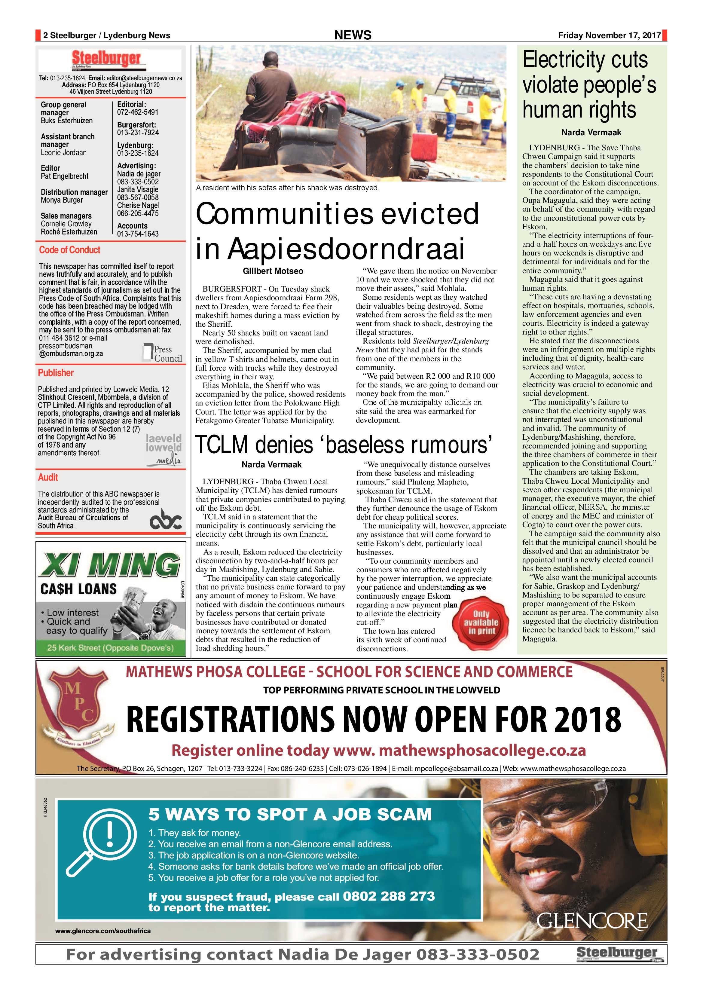 Steelburger News 17 November 2017 page 2