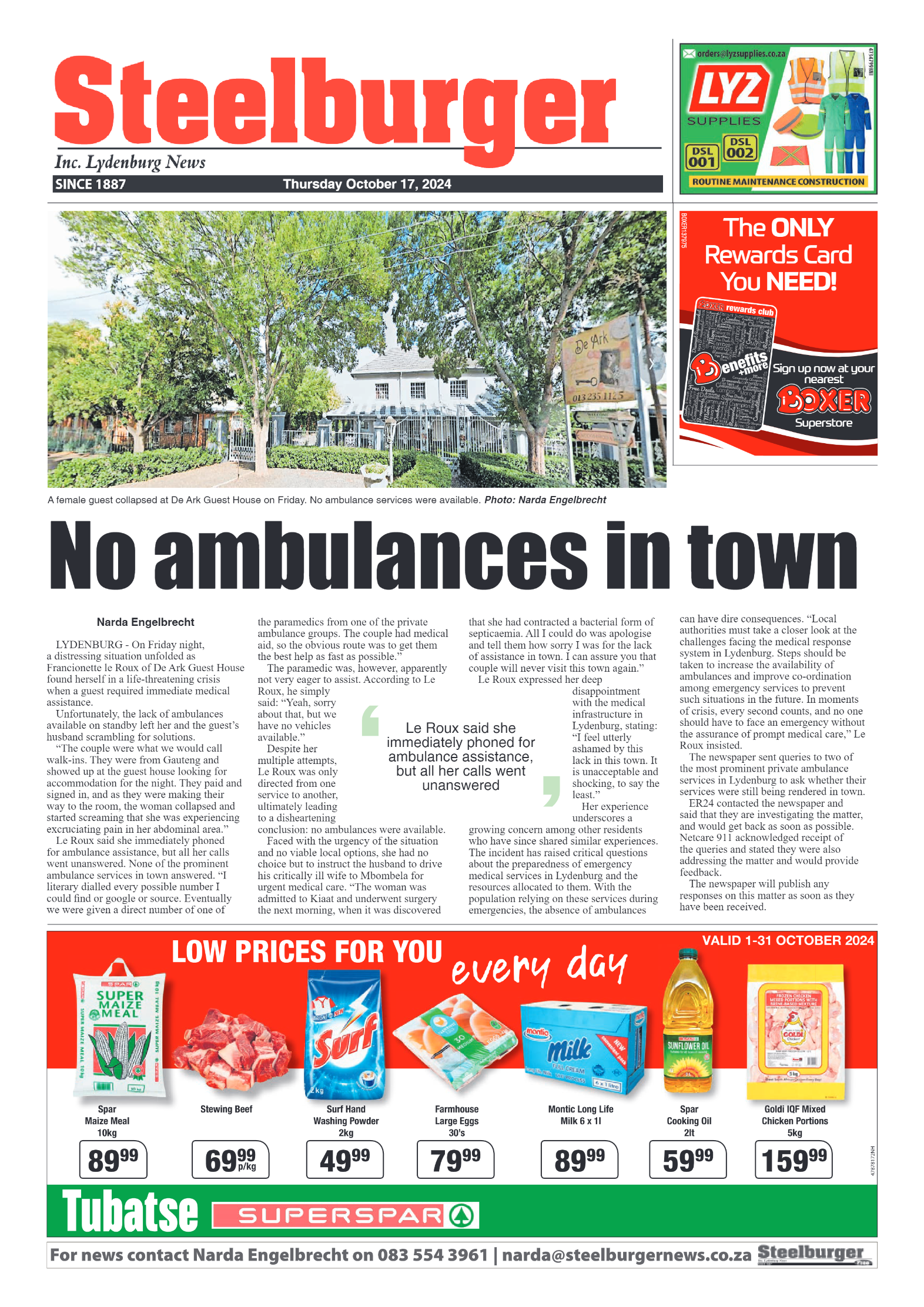 Steelburger News 17 October 2024 page 1