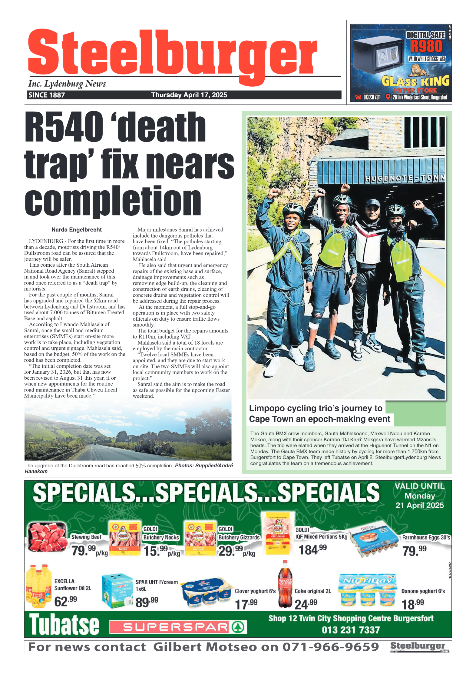 Steelburger News 17 April 2025 page 1