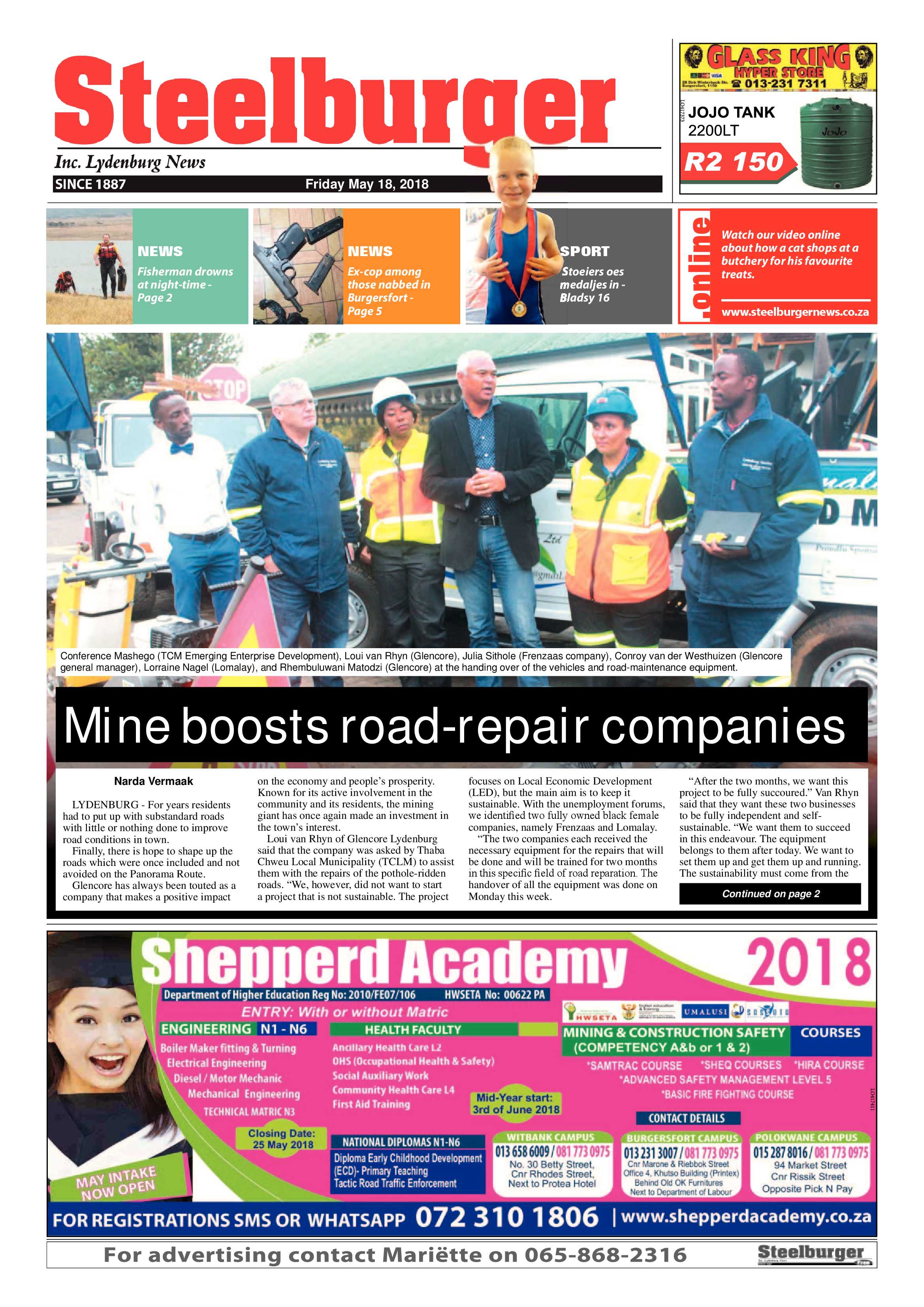 Steelburger News 18 May 2018 page 1