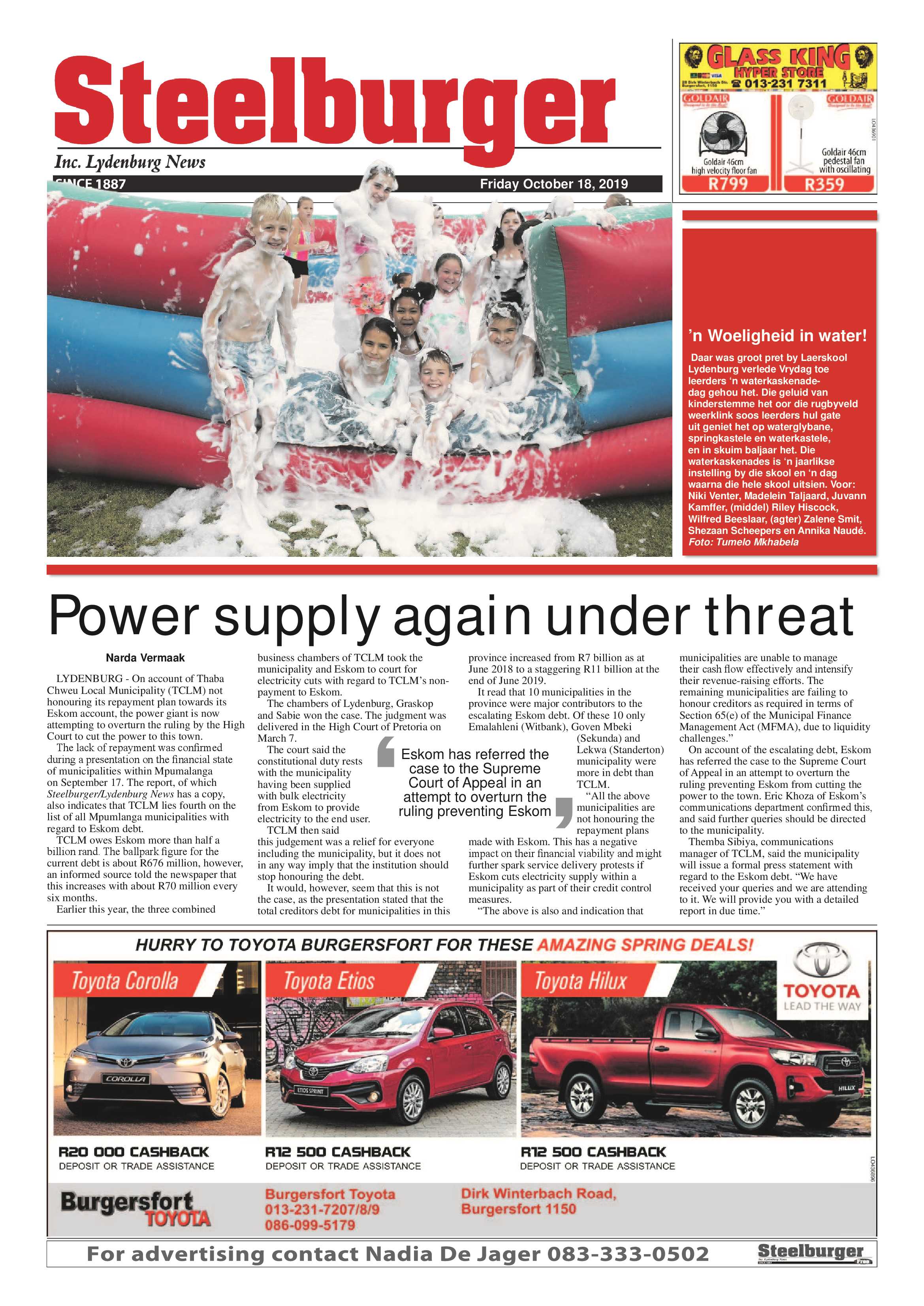Steelburger News 18 October 2019 page 1