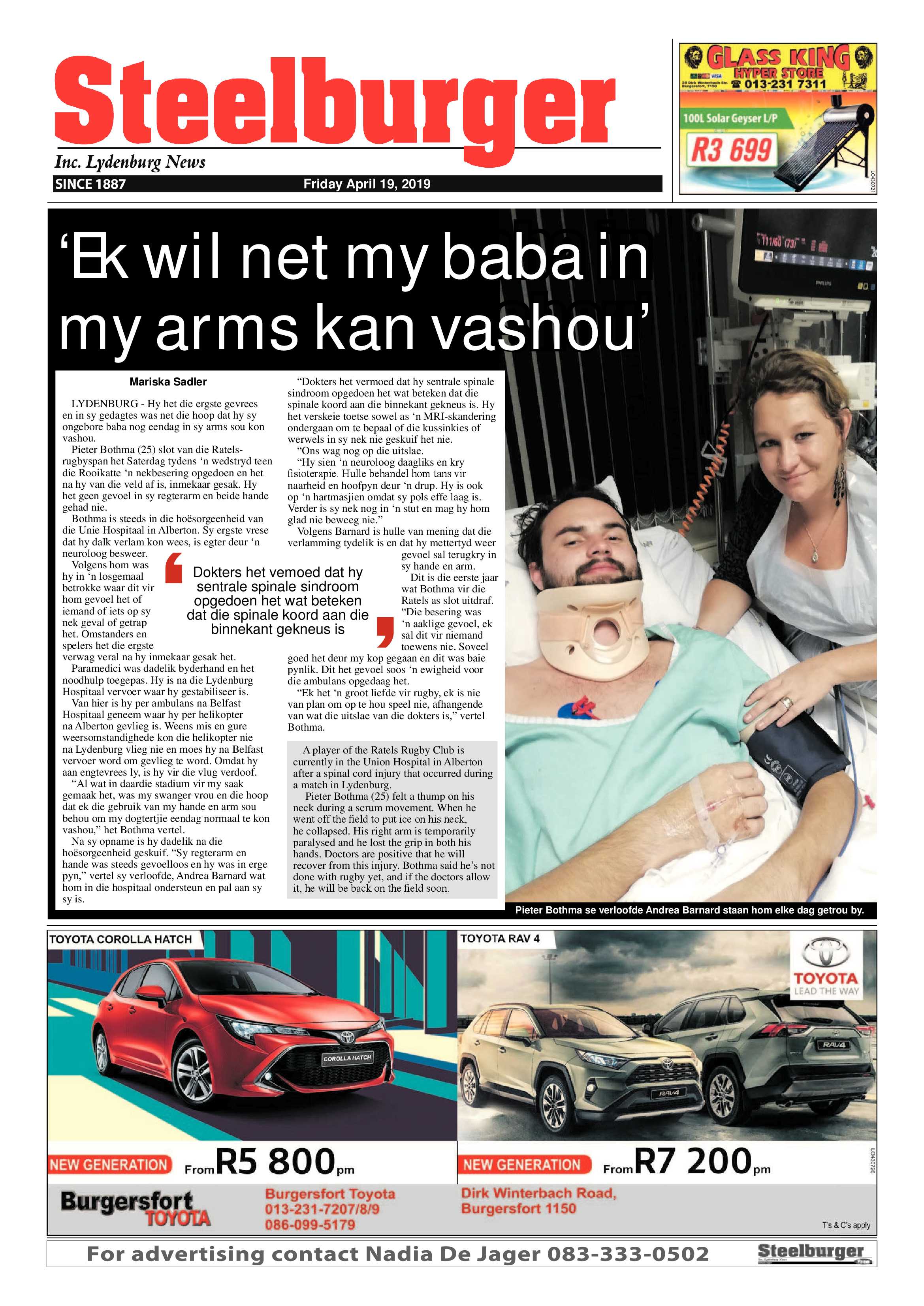 Steelburger News 19 April 2019 page 1