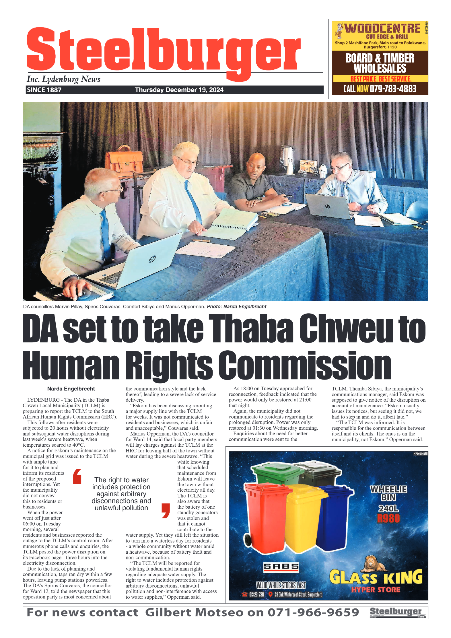 Steelburger News 19 December 2024 page 1