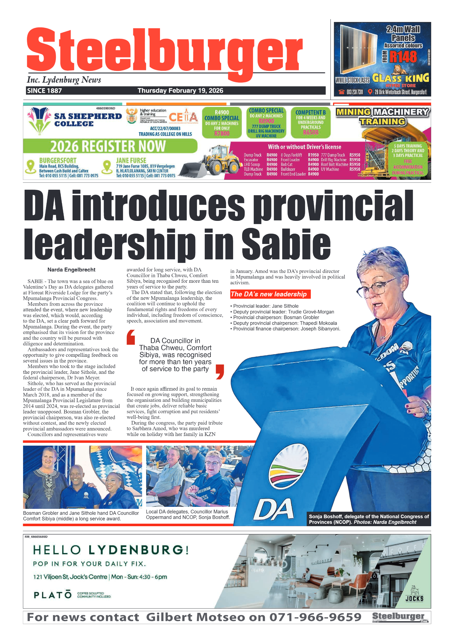 Steelburger News 19 February 2026 page 1