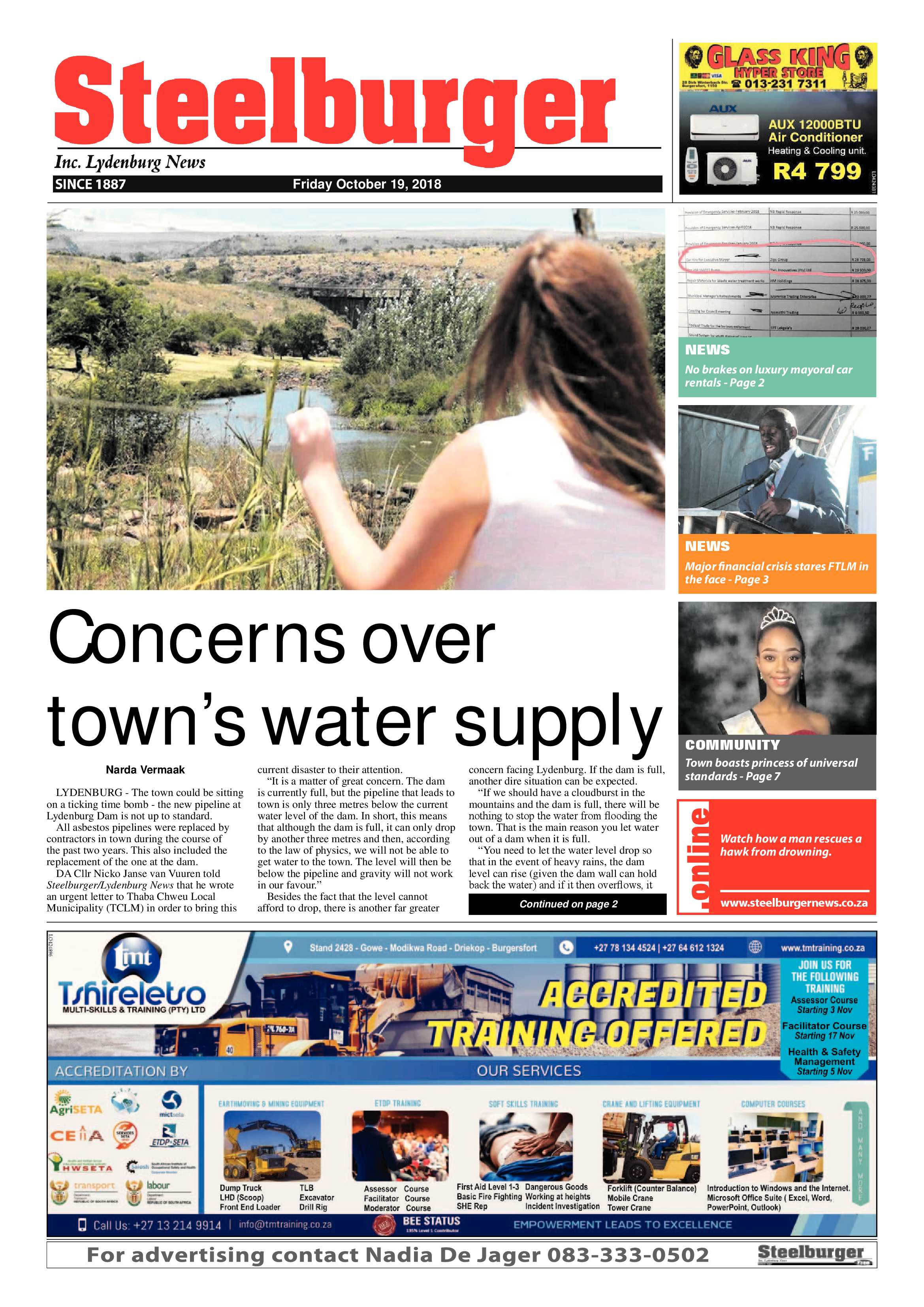 Steelburger News 19 October 2018 page 1