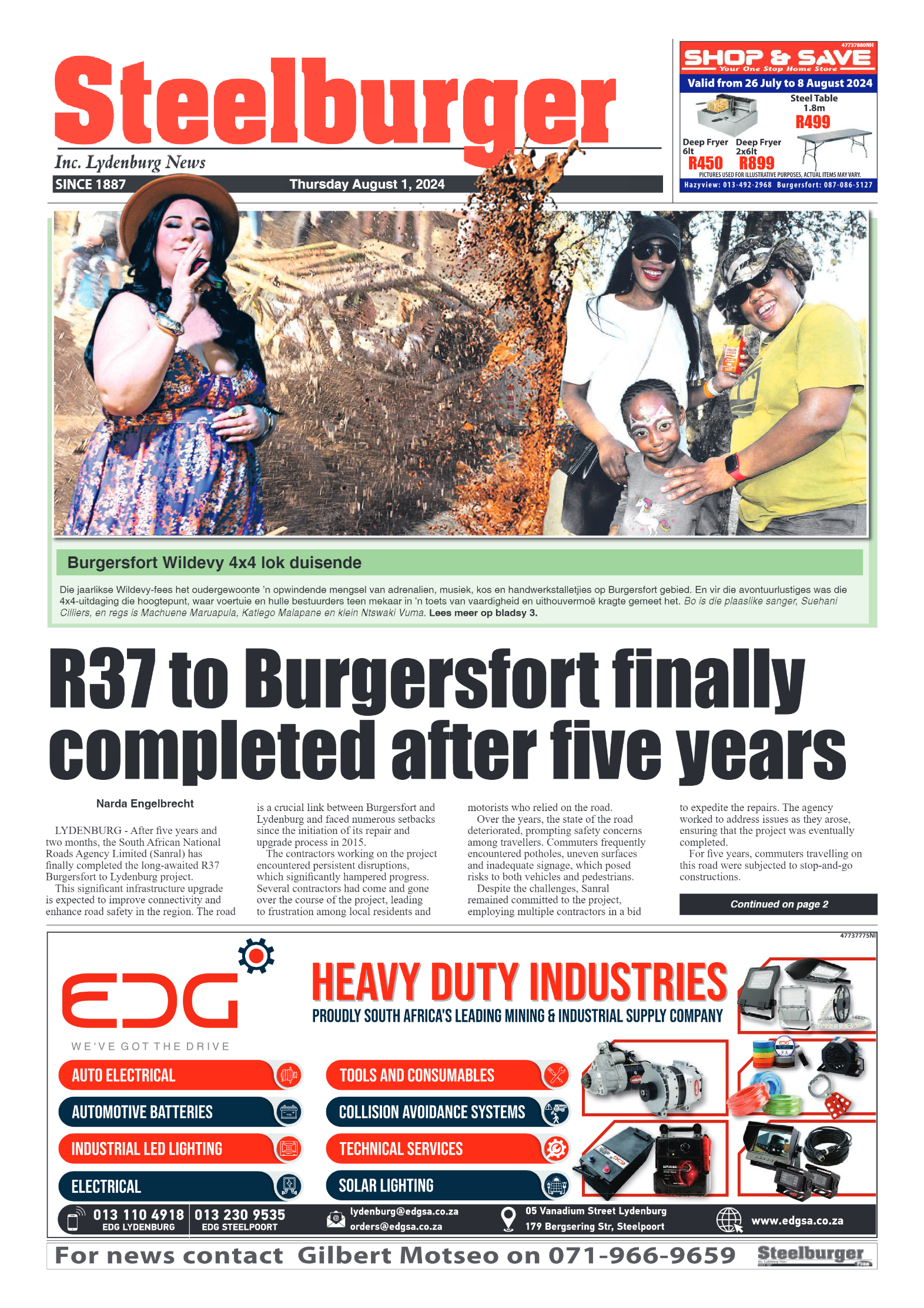 Steelburger News 1 August 2024 page 1