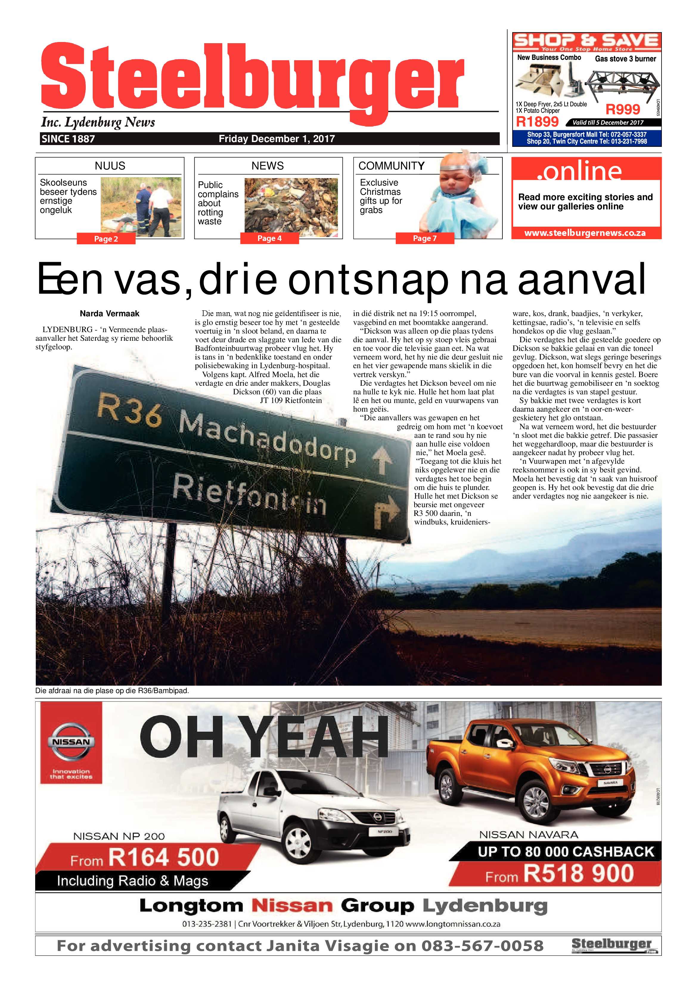 Steelburger News 1 December 2017 page 1