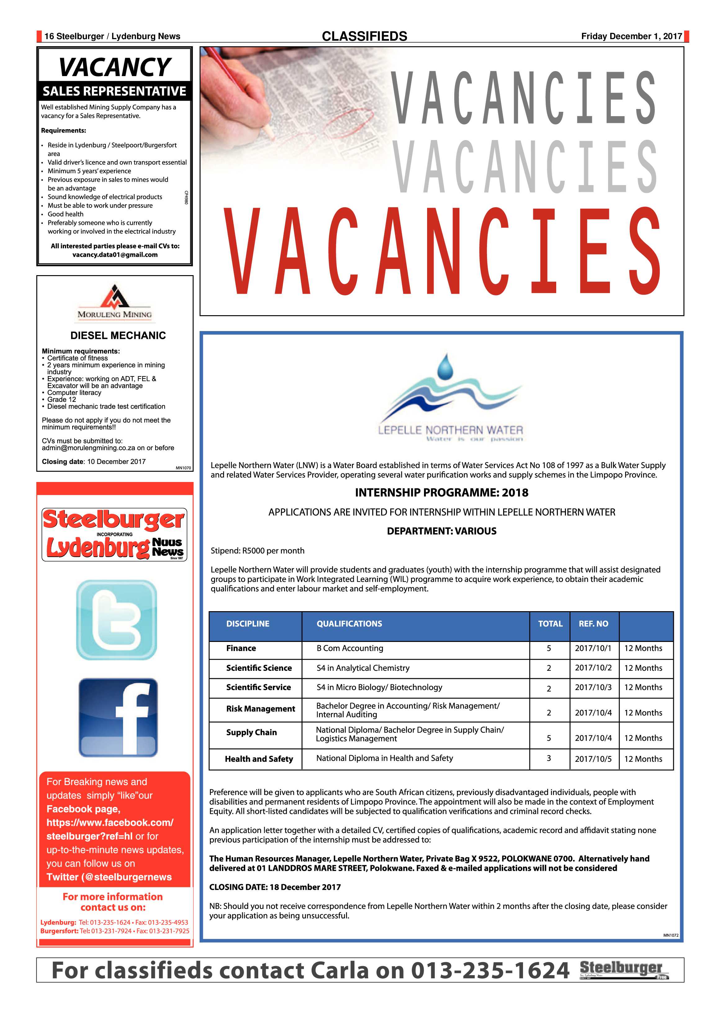 Steelburger News 1 December 2017 page 16