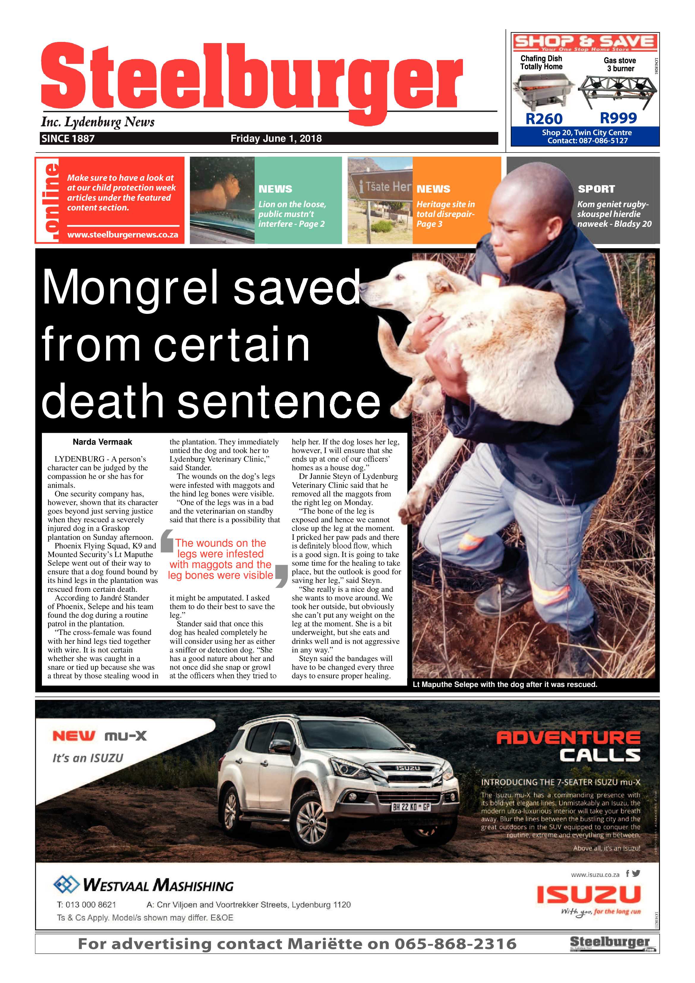 Steelburger News 1 June 2018 page 1