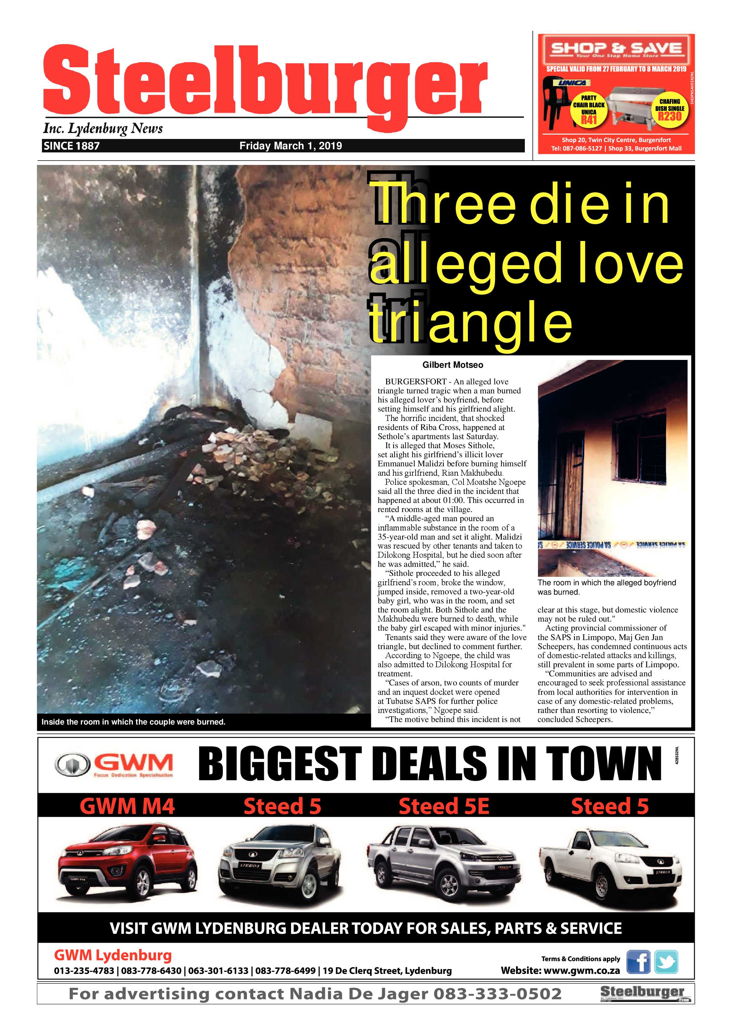 Steelburger News 1 March 2019 page 1