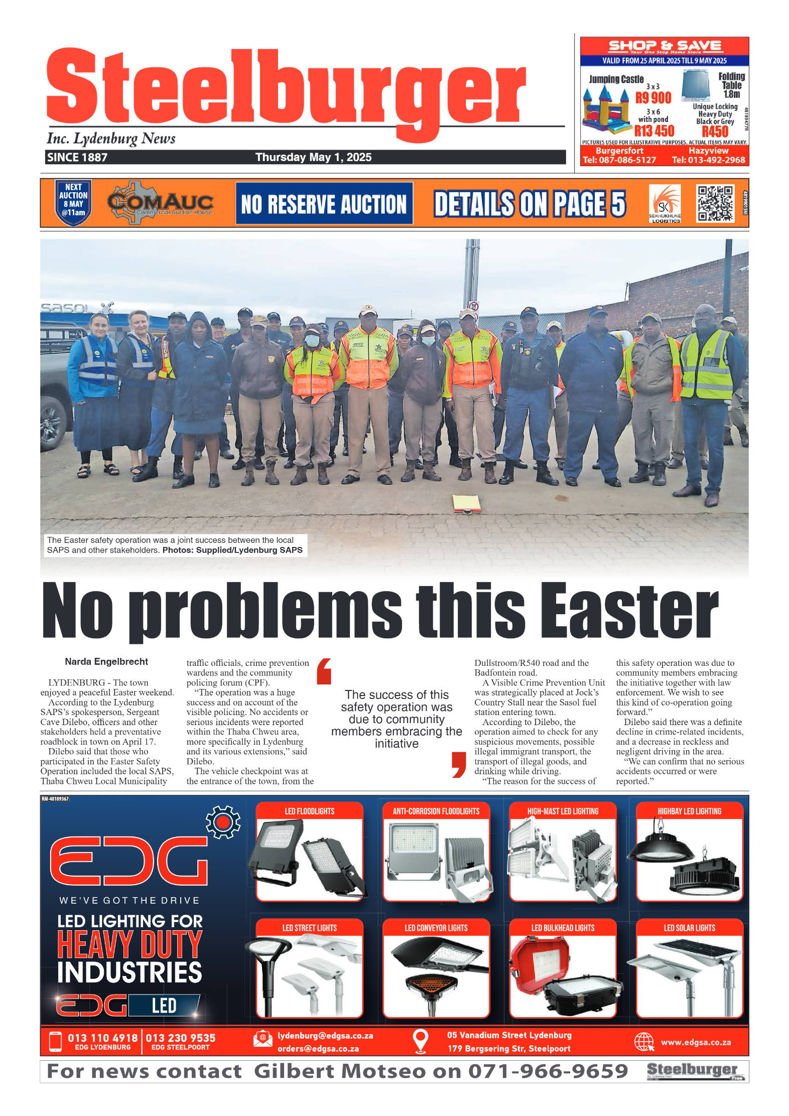 Steelburger News 1 May 2025 page 1