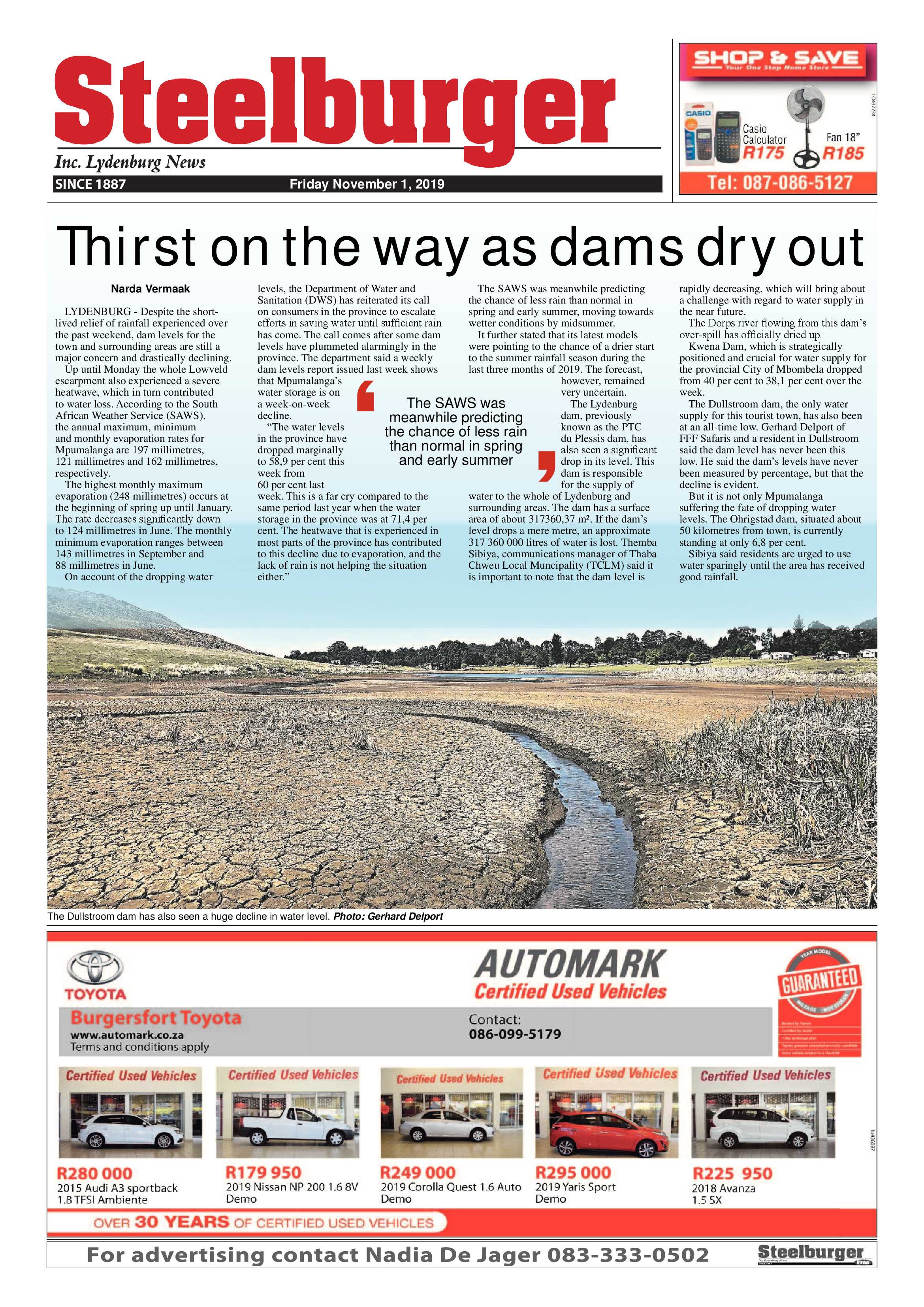 Steelburger News 1 November 2019 page 1