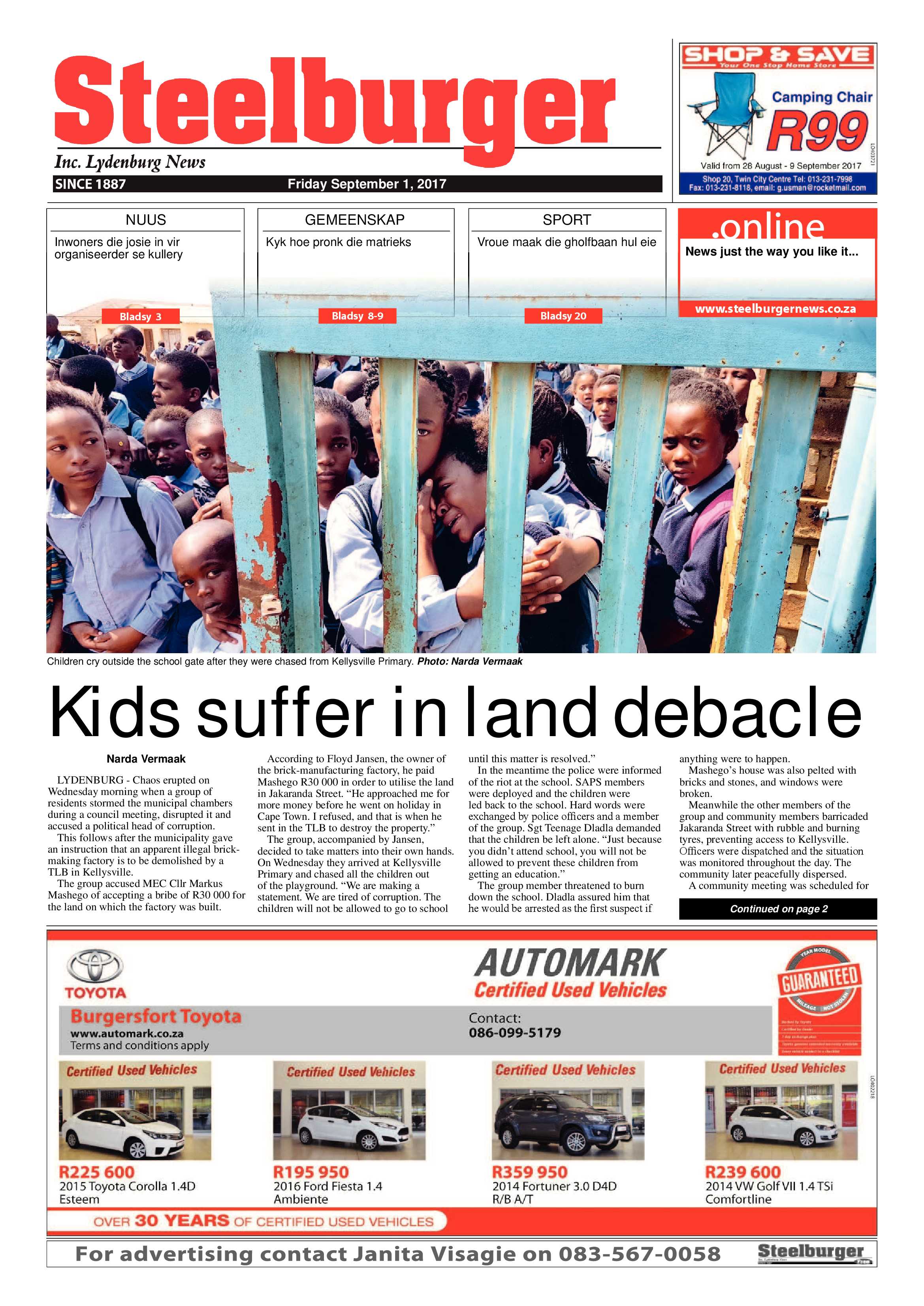 Steelburger News 1 September 2017 page 1