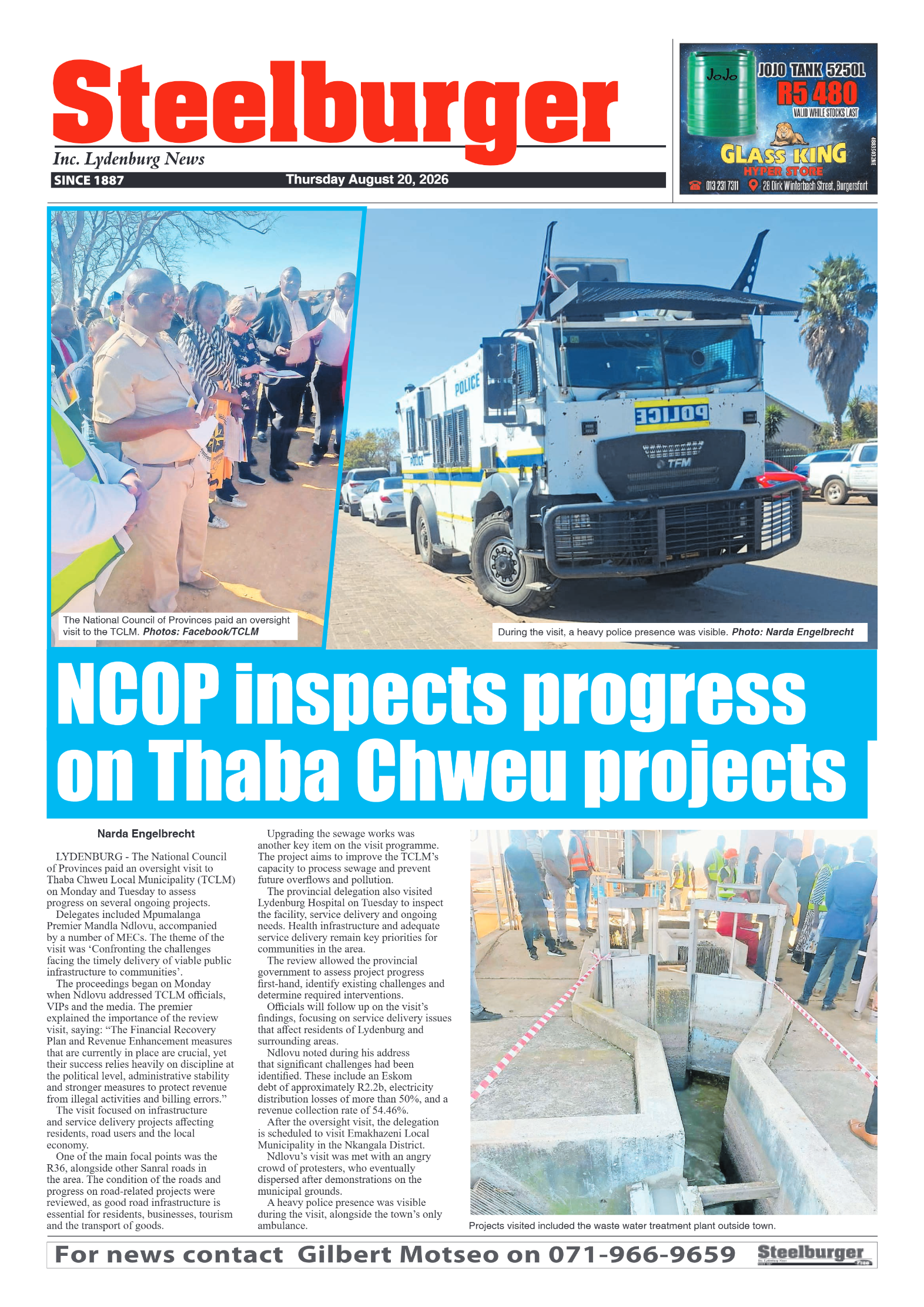 Steelburger News 20 August 2026 page 1