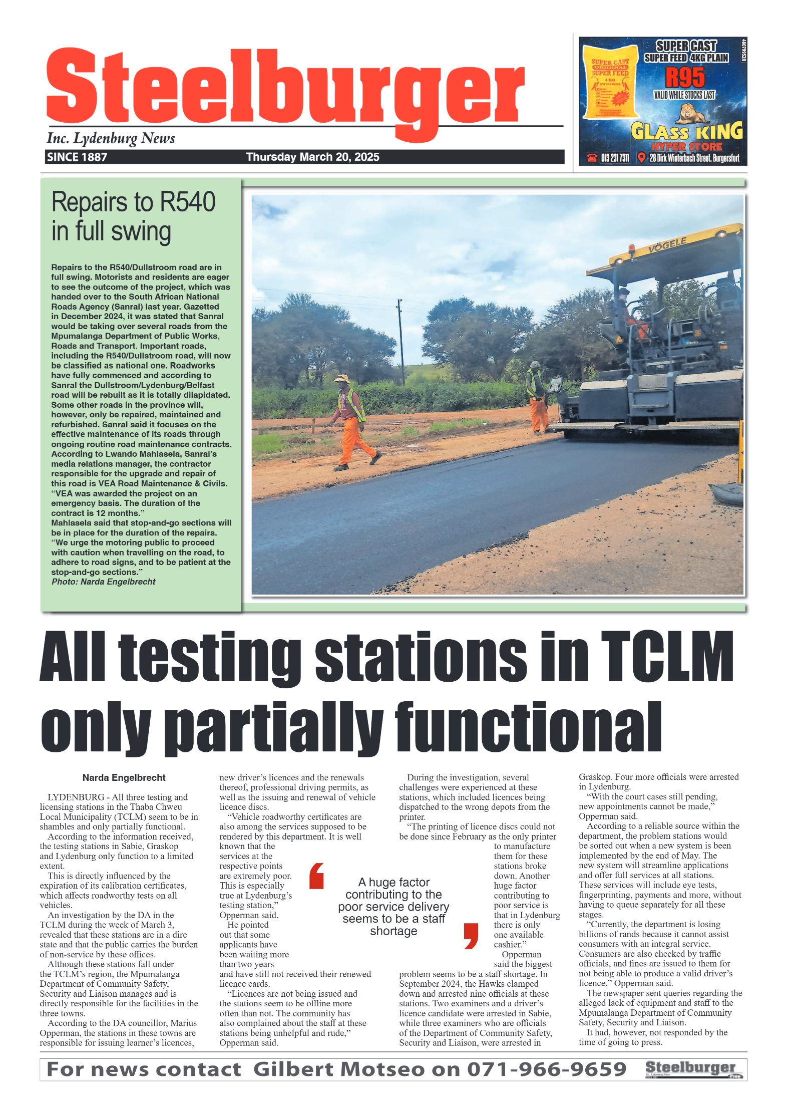 Steelburger News 20 March 2025 page 1