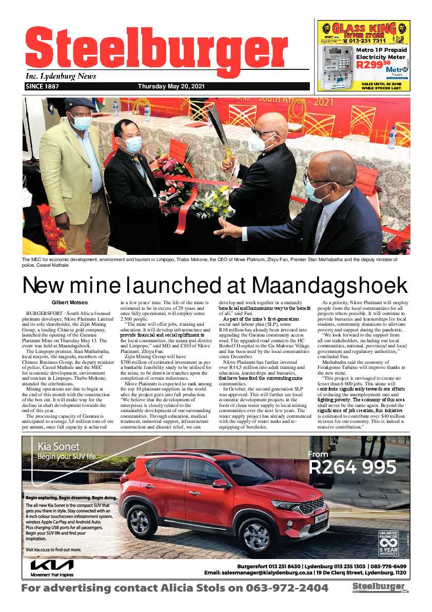 Steelburger News 20 May 2021 page 1