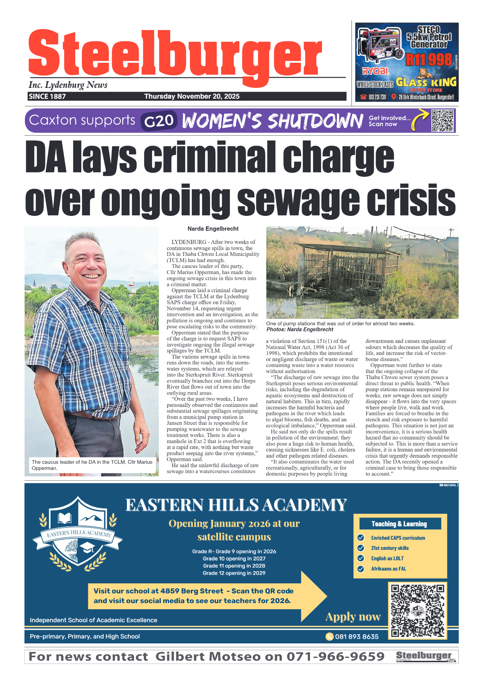 Steelburger News 20 November 2025 page 1