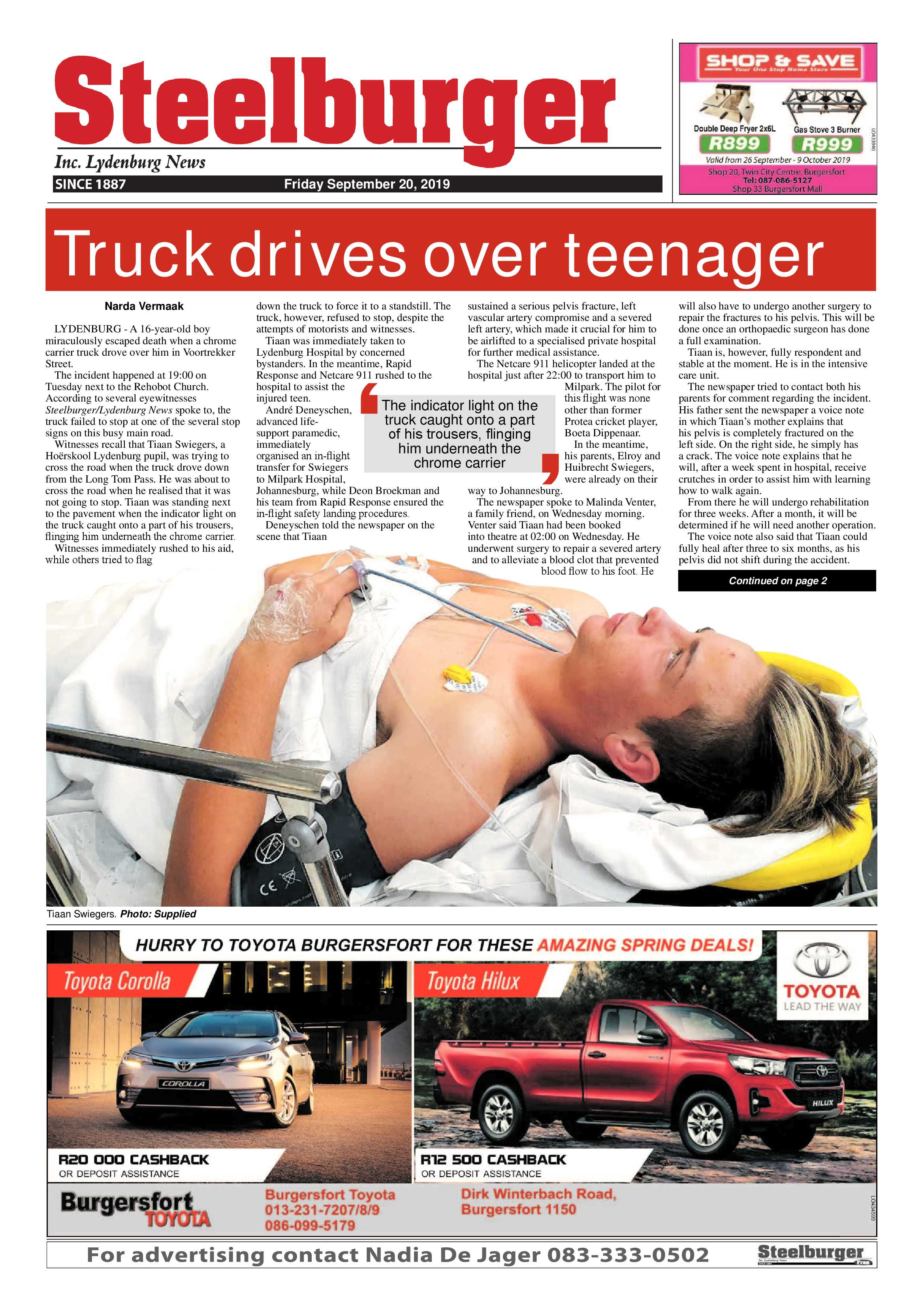 Steelburger News 20 September 2019 page 1