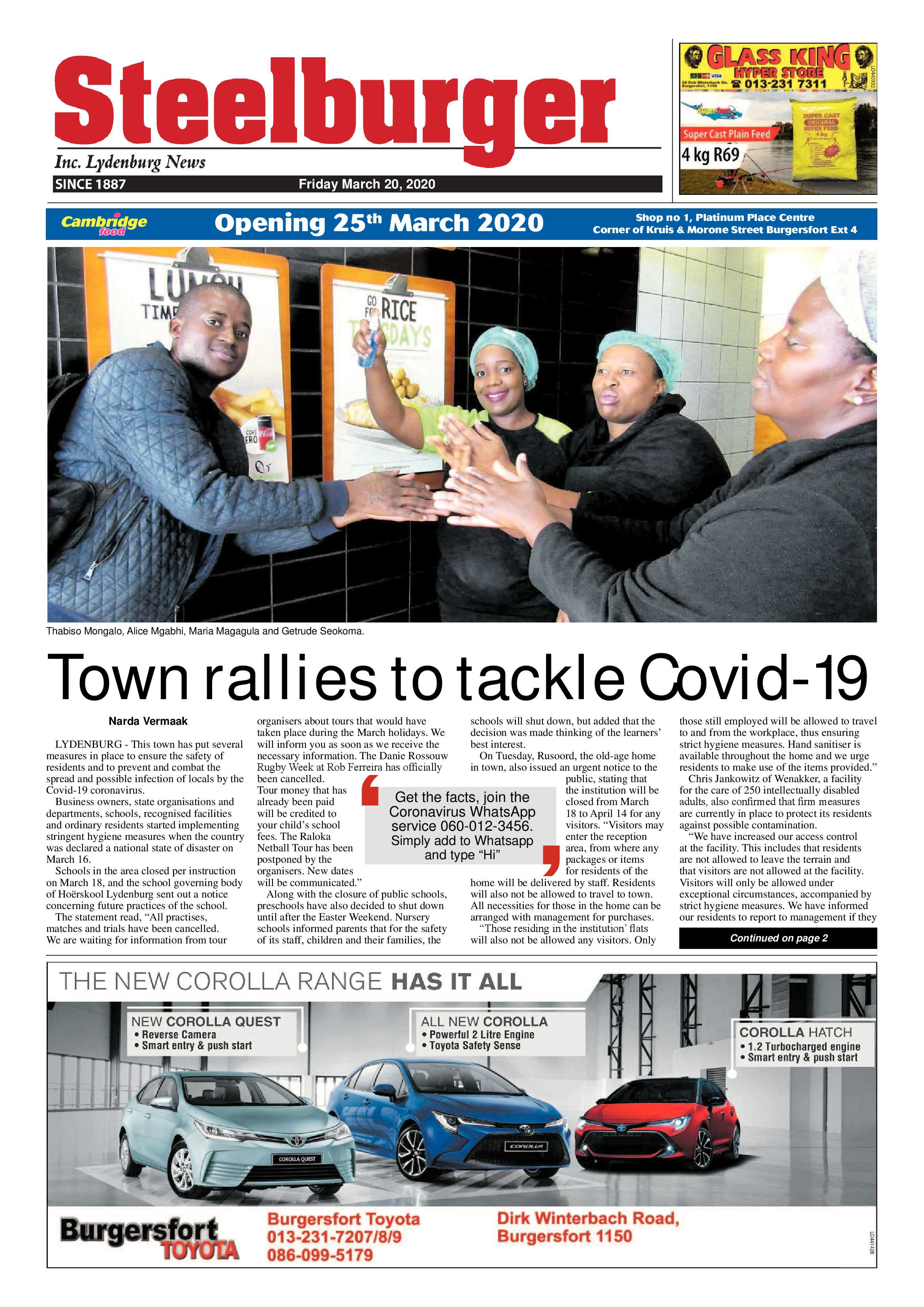 Steelburger News 20 March 2020 page 1