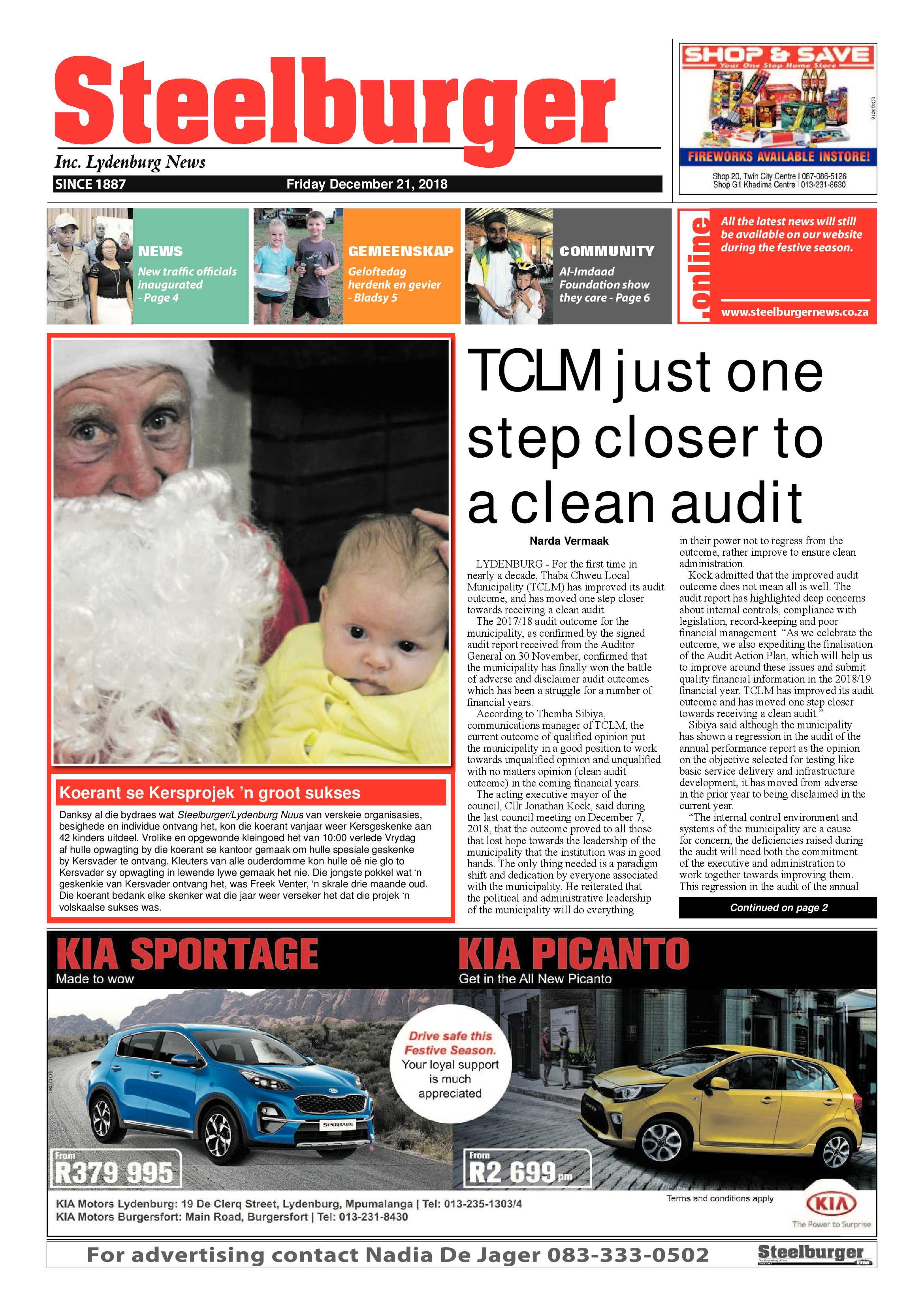 Steelburger News 21 December 2018 page 1