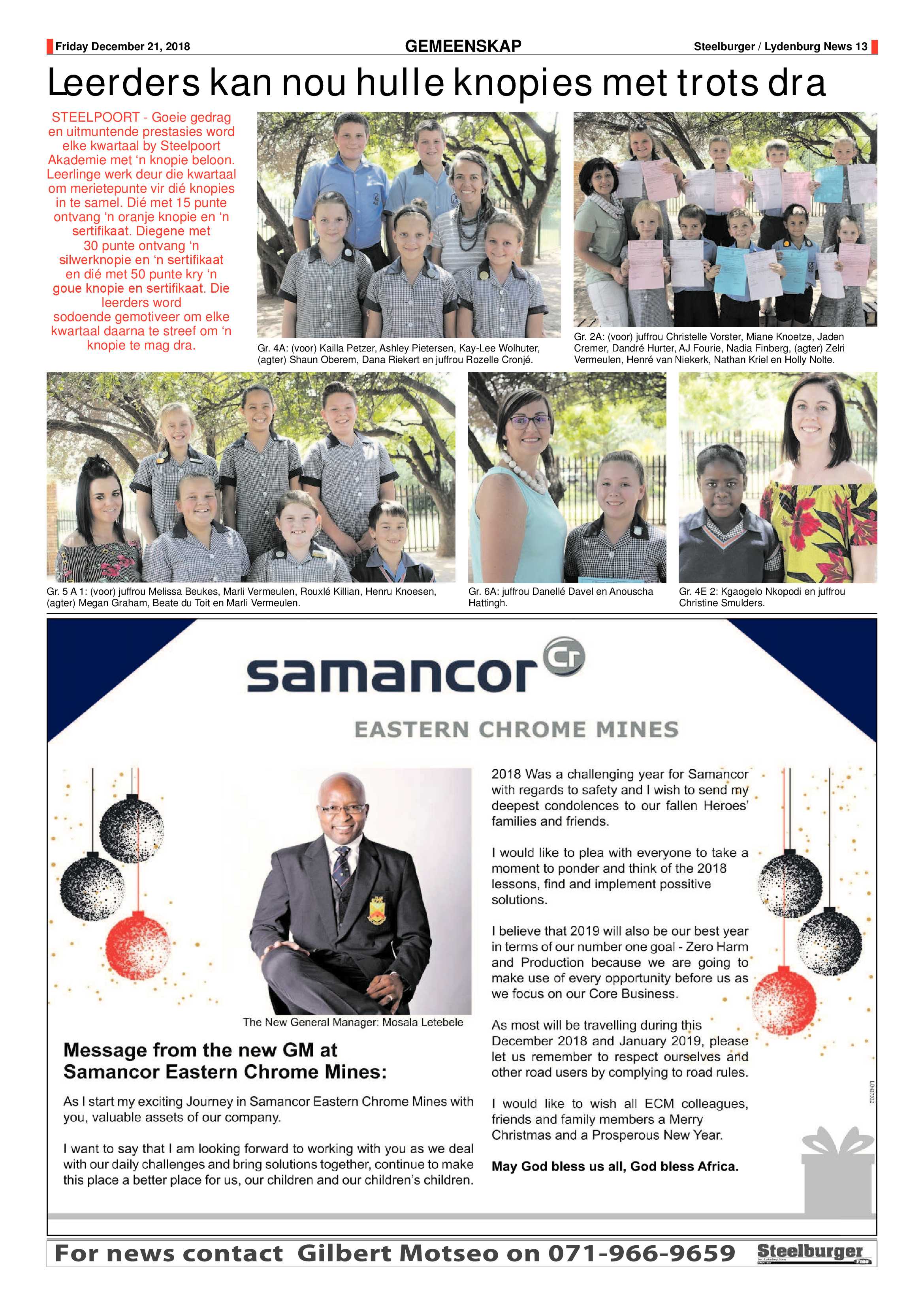Steelburger News 21 December 2018 page 13