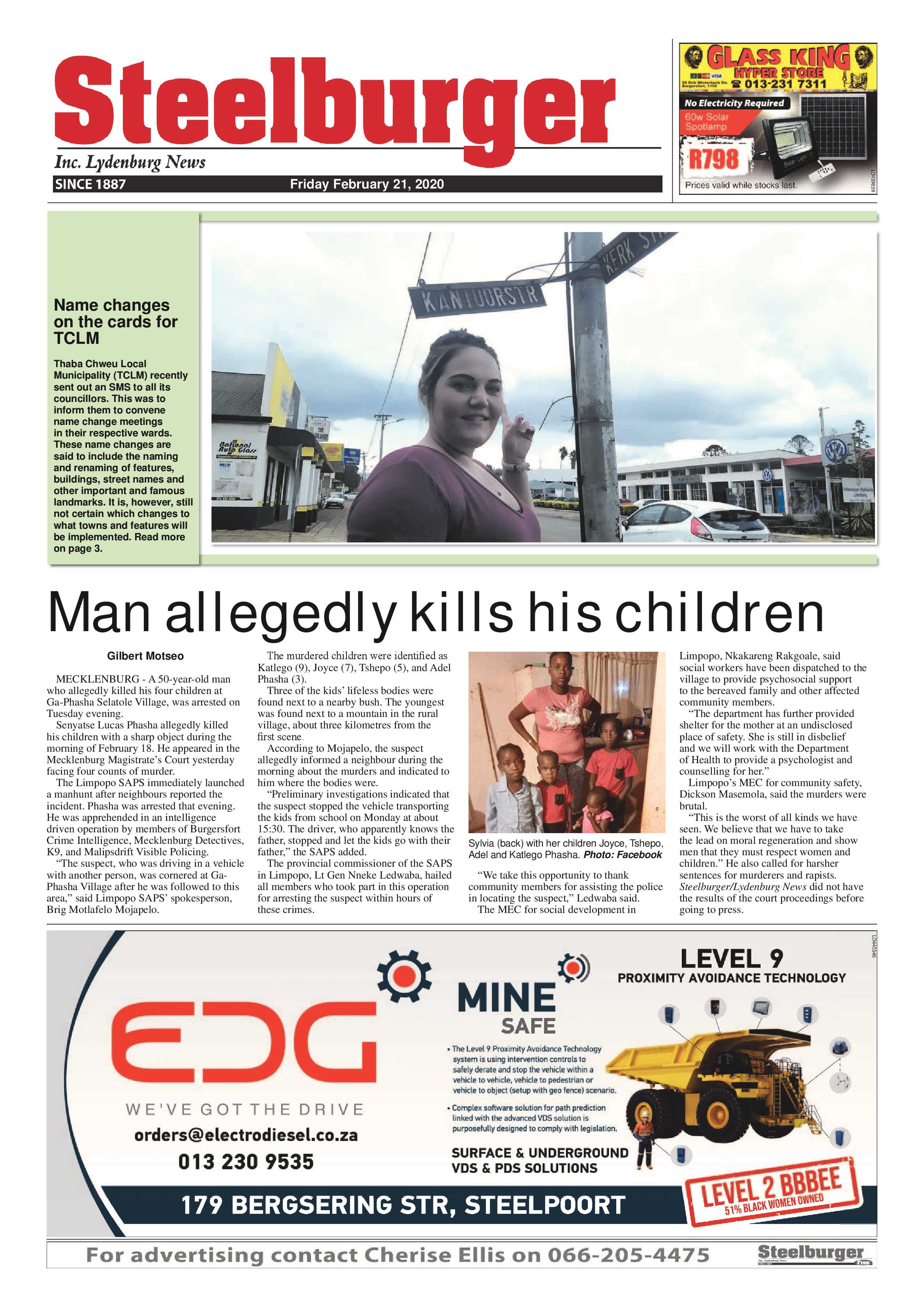 Steelburger News 21 February 2020 page 1
