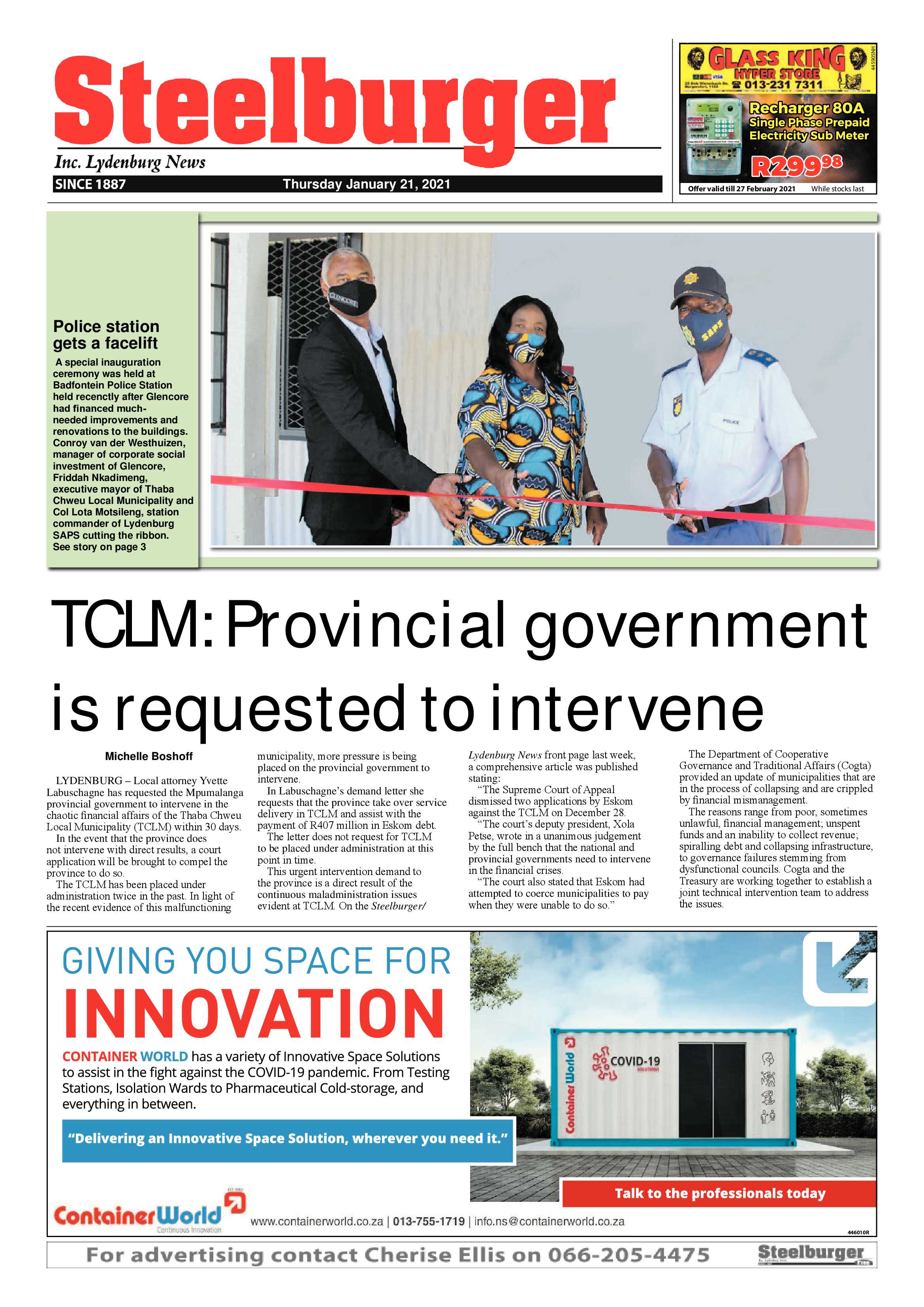 Steelburger News 21 January 2021 page 1