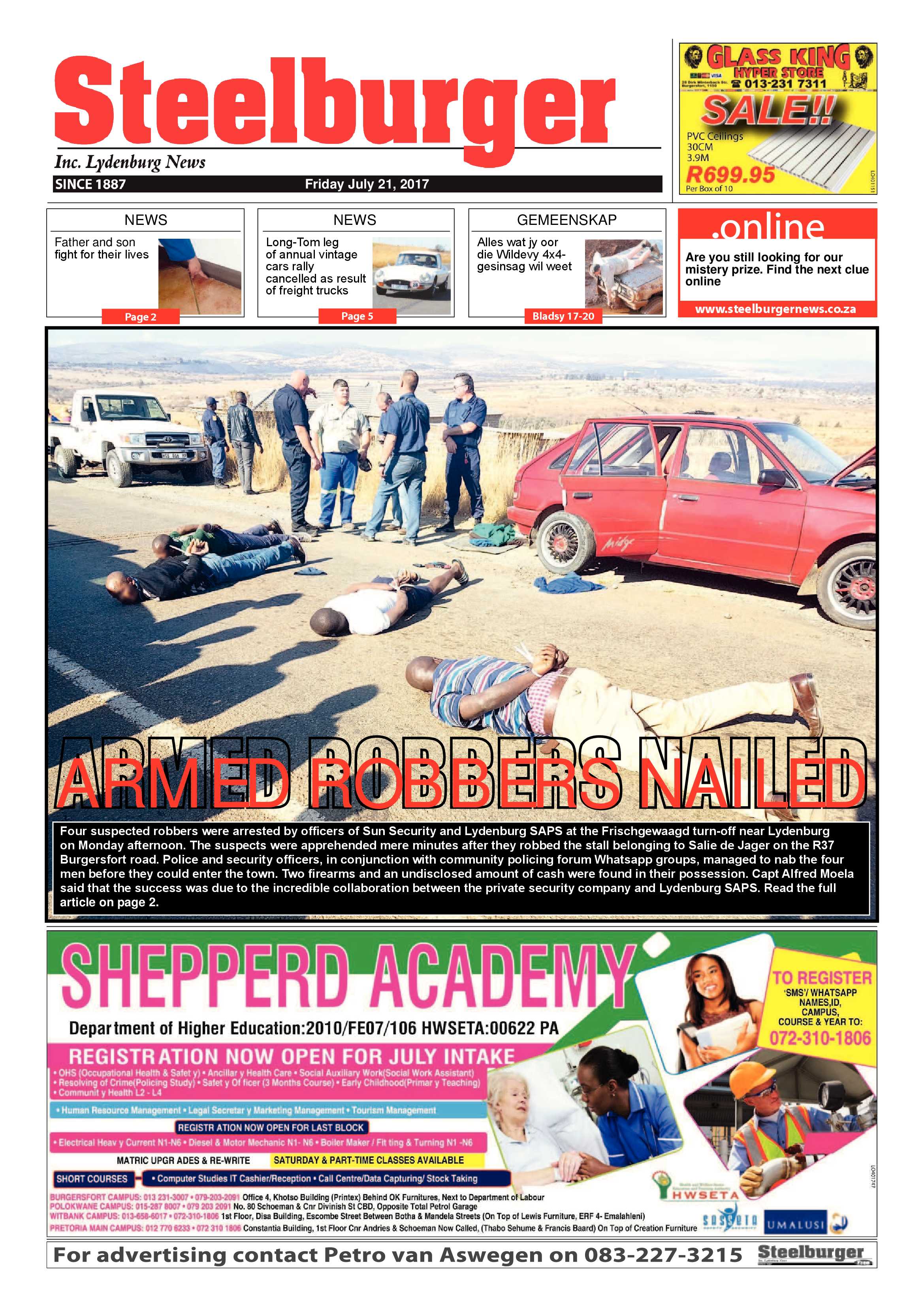 Steelburger News 21 July 2017 page 1