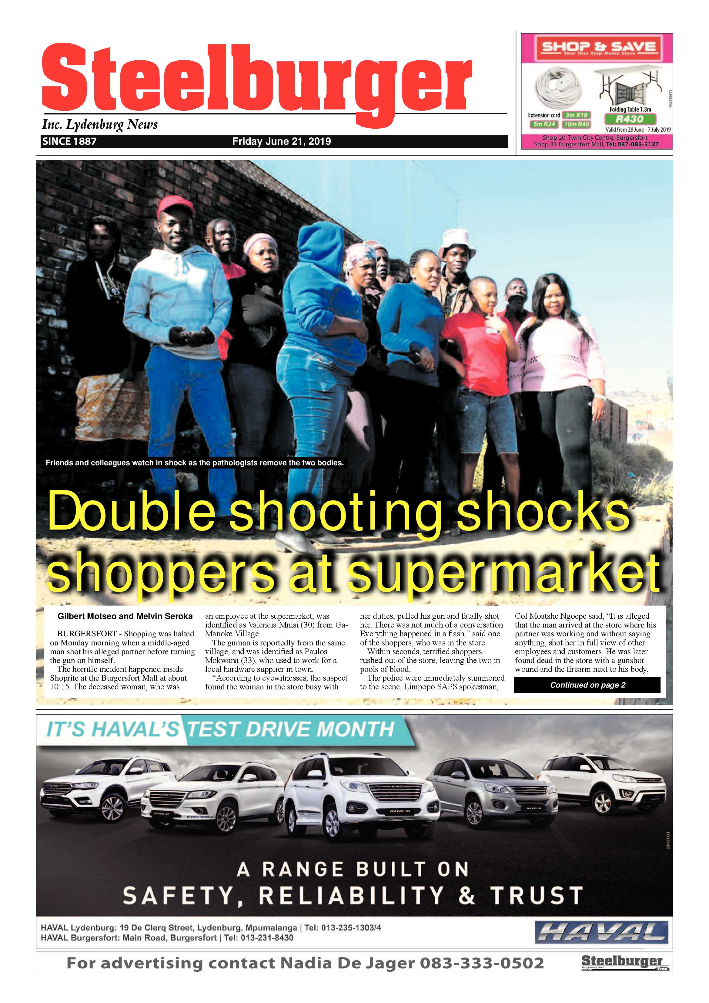 Steelburger News 21 June 2019 page 1