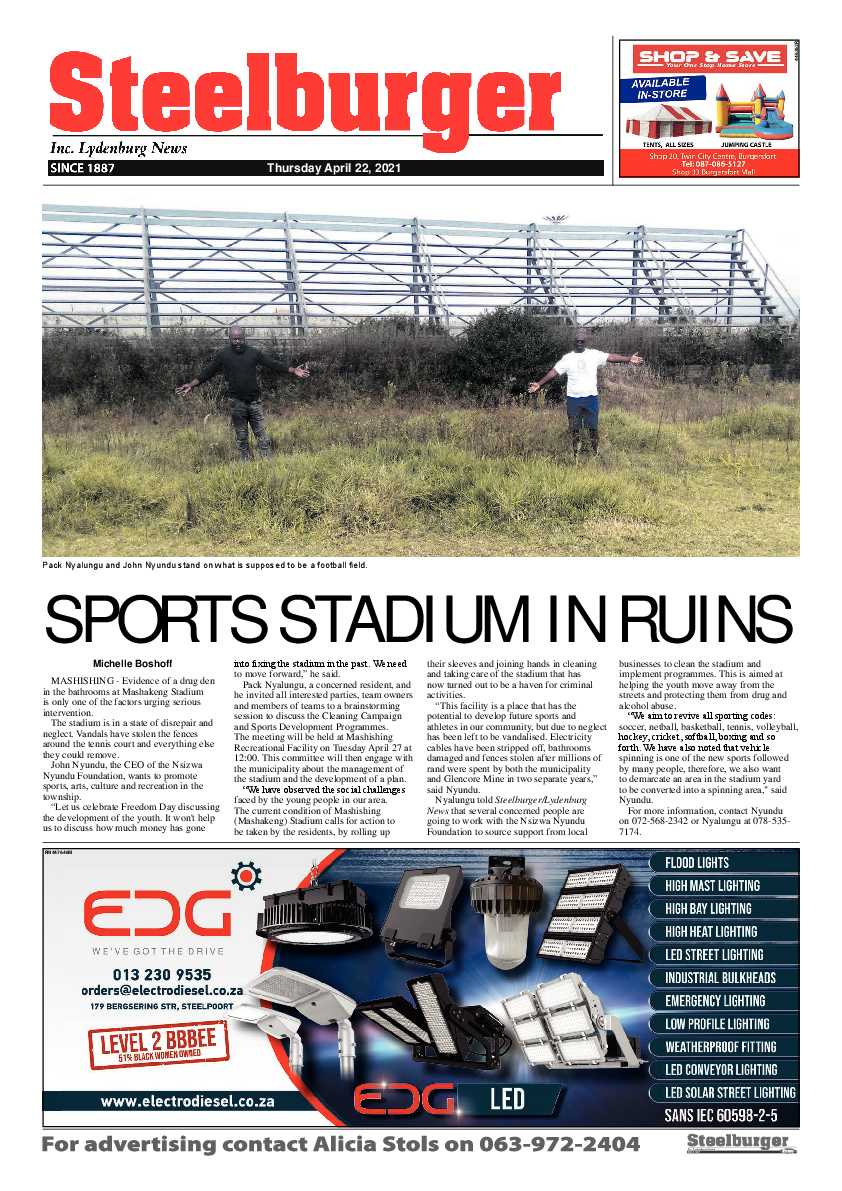 Steelburger News 22 April 2021 page 1