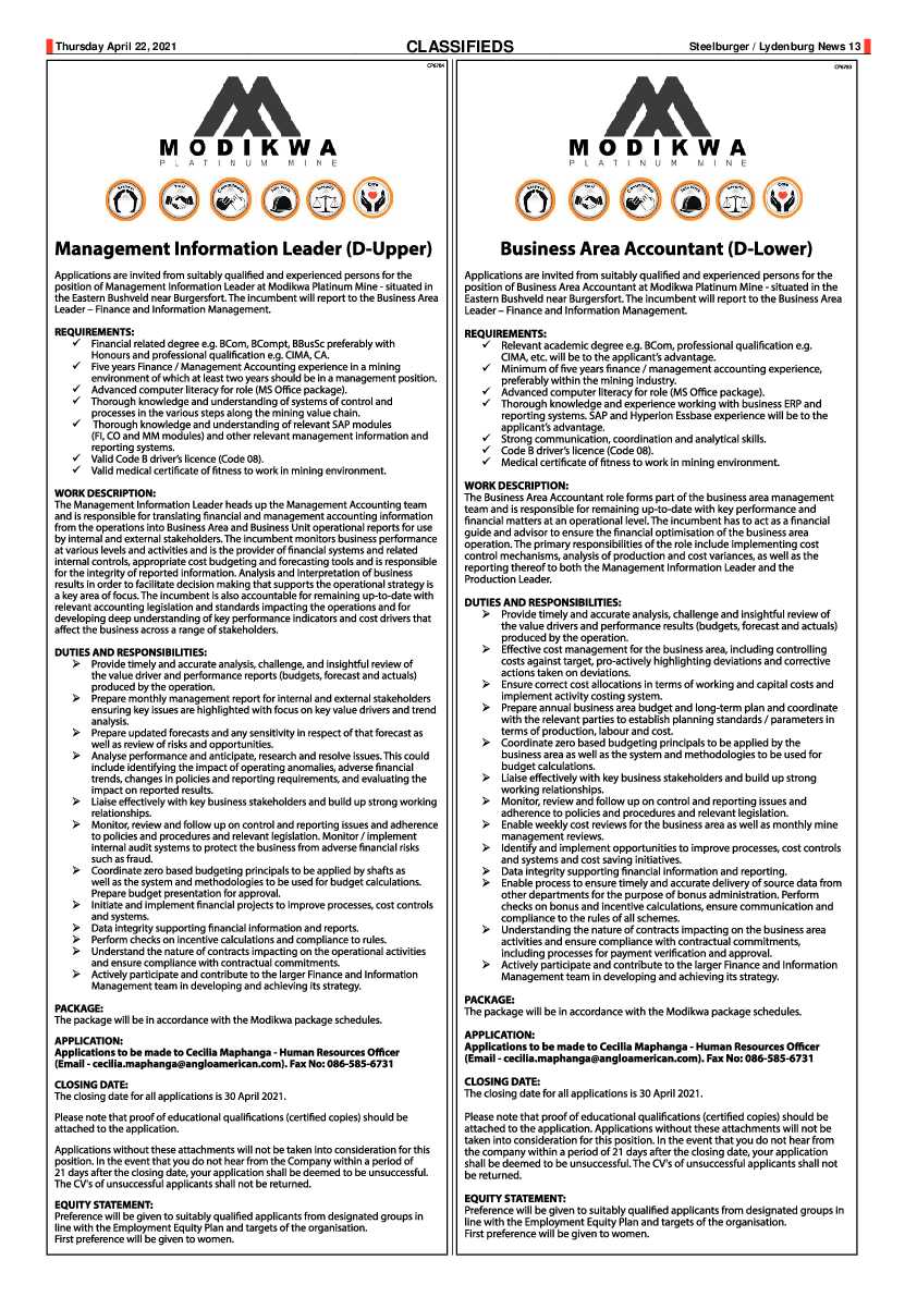 Steelburger News 22 April 2021 page 13