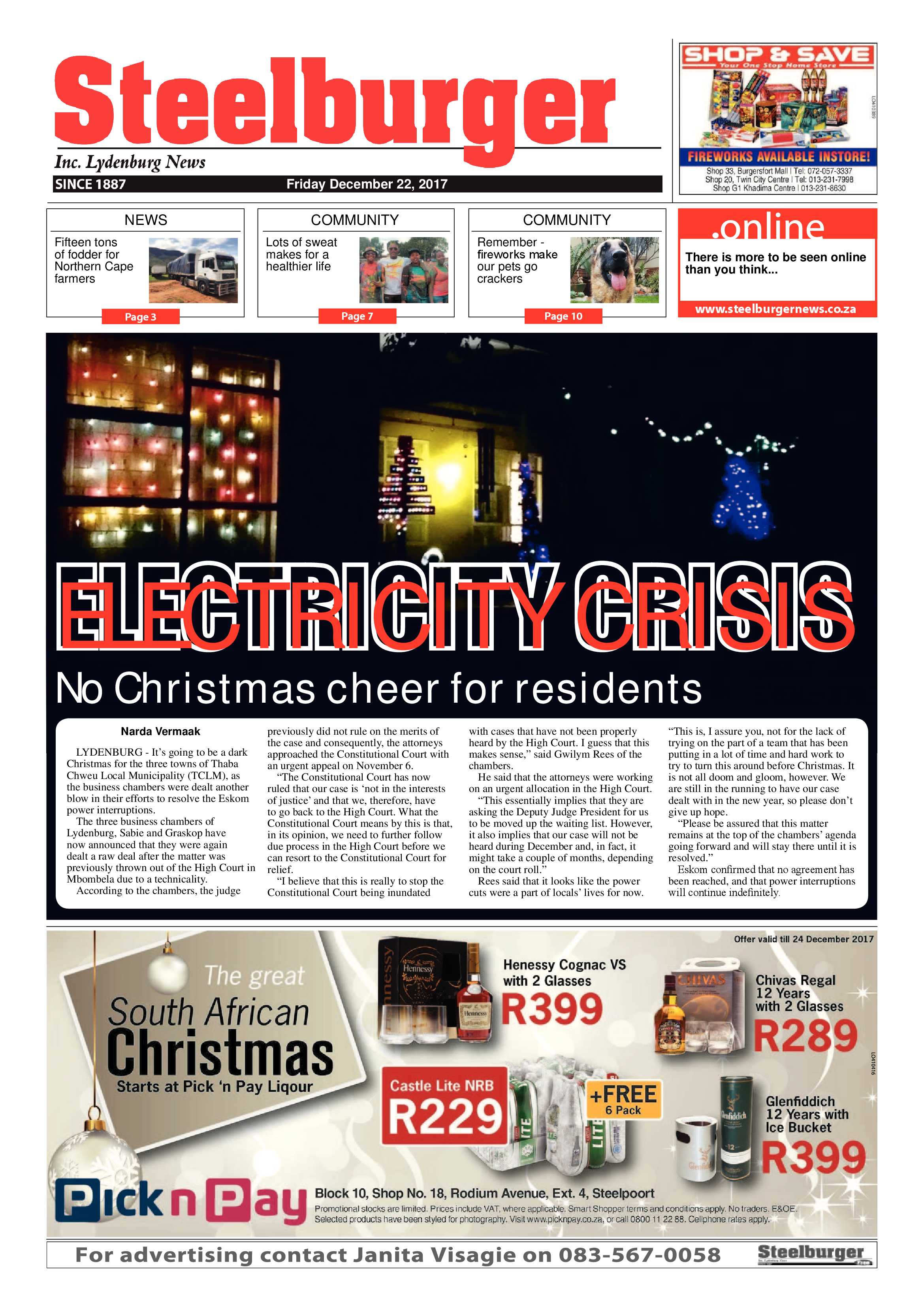 Steelburger News 22 December 2017 page 1