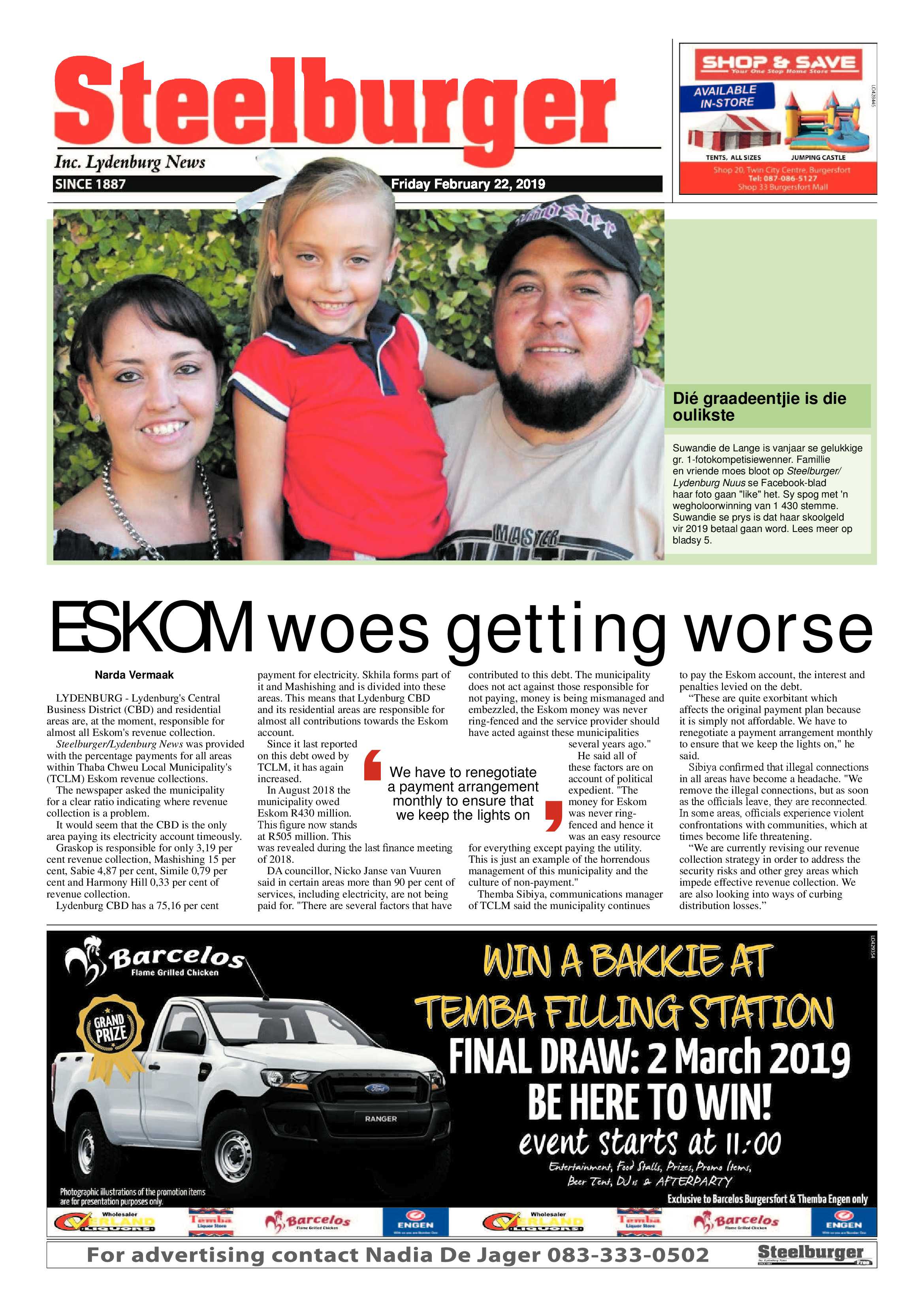 Steelburger News 22 February 2019 page 1