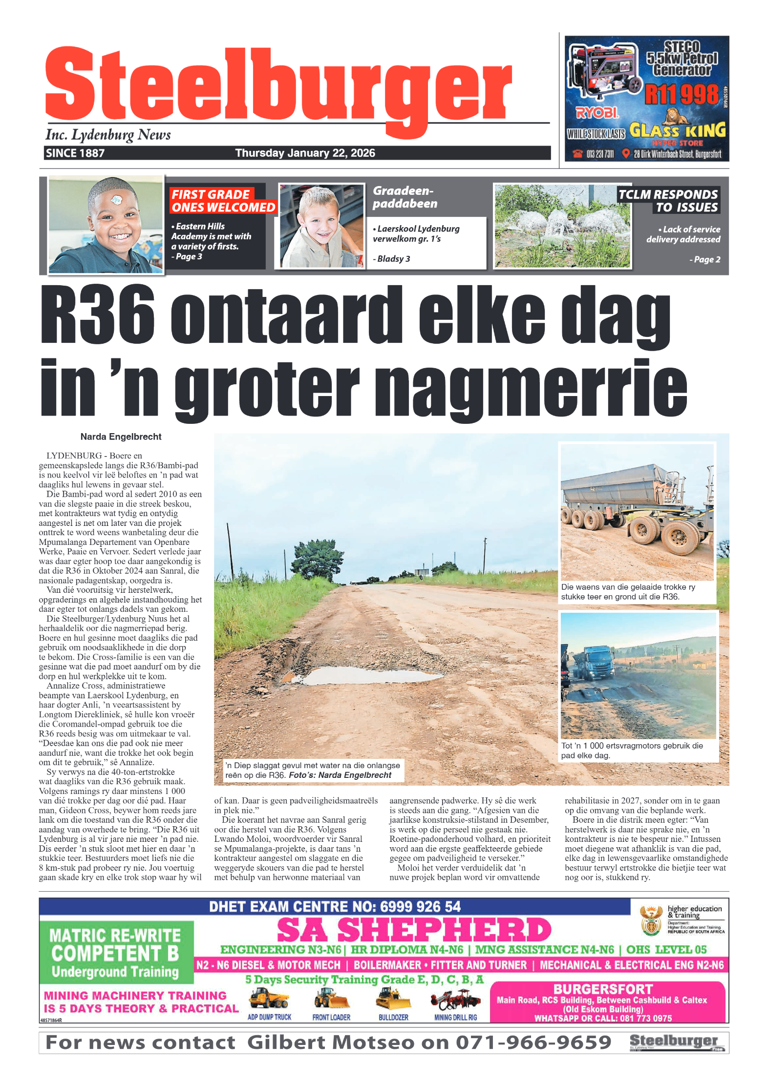 Steelburger News 22 January 2026 page 1