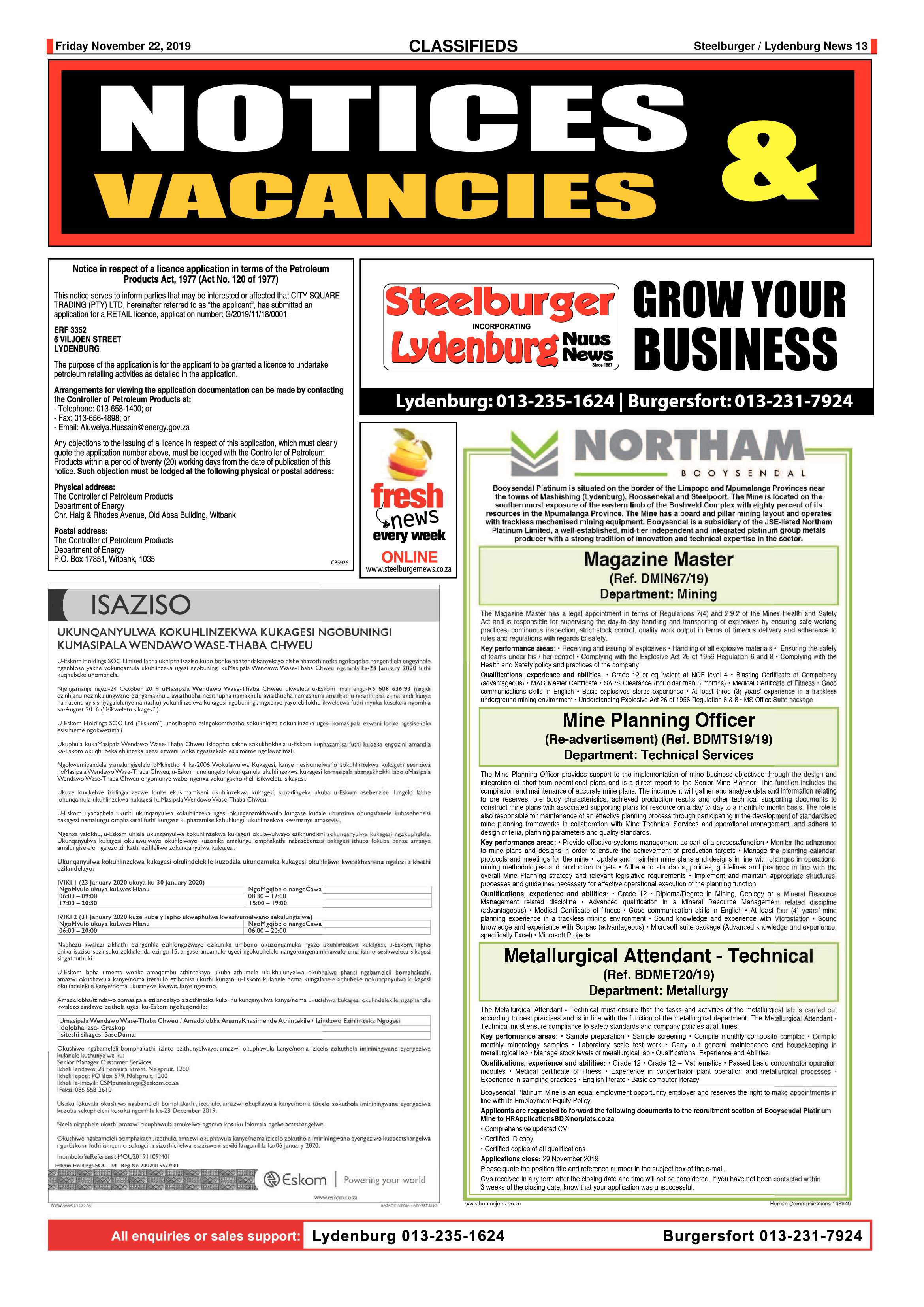 Steelburger News 22 November 2019 page 13