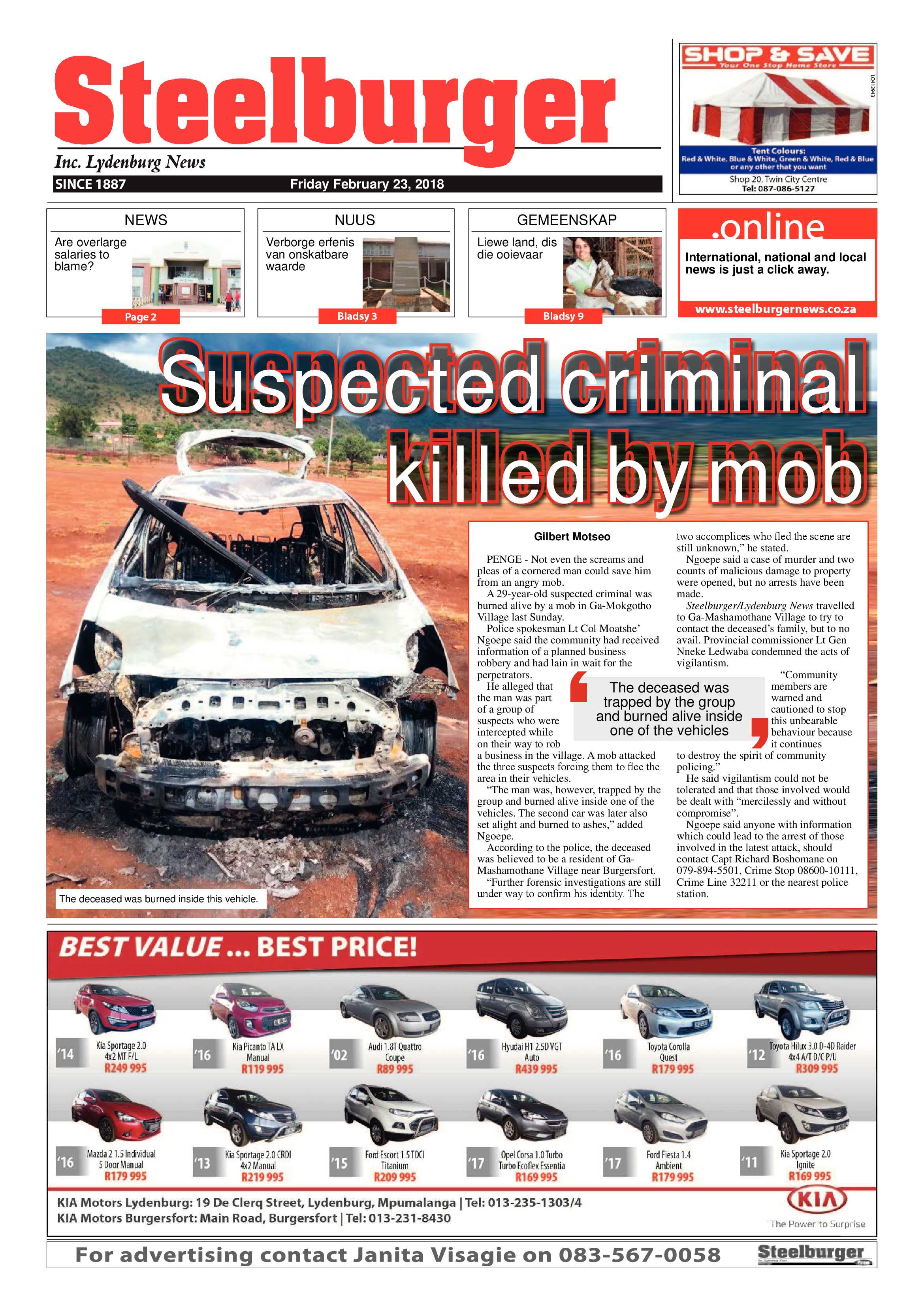 Steelburger News 23 February 2018 page 1
