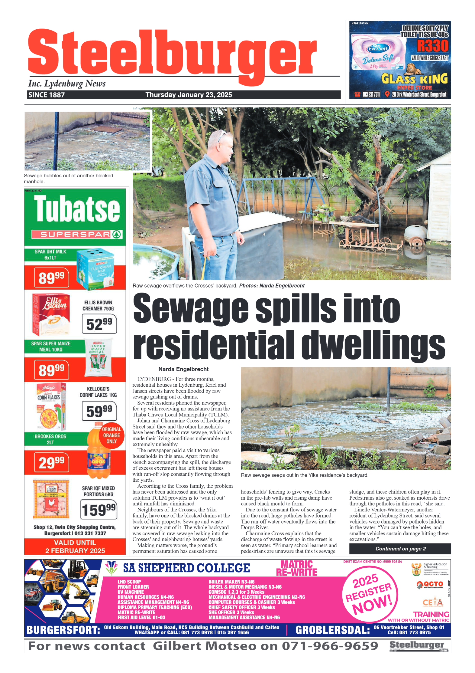 Steelburger News 23 November 2025 page 1