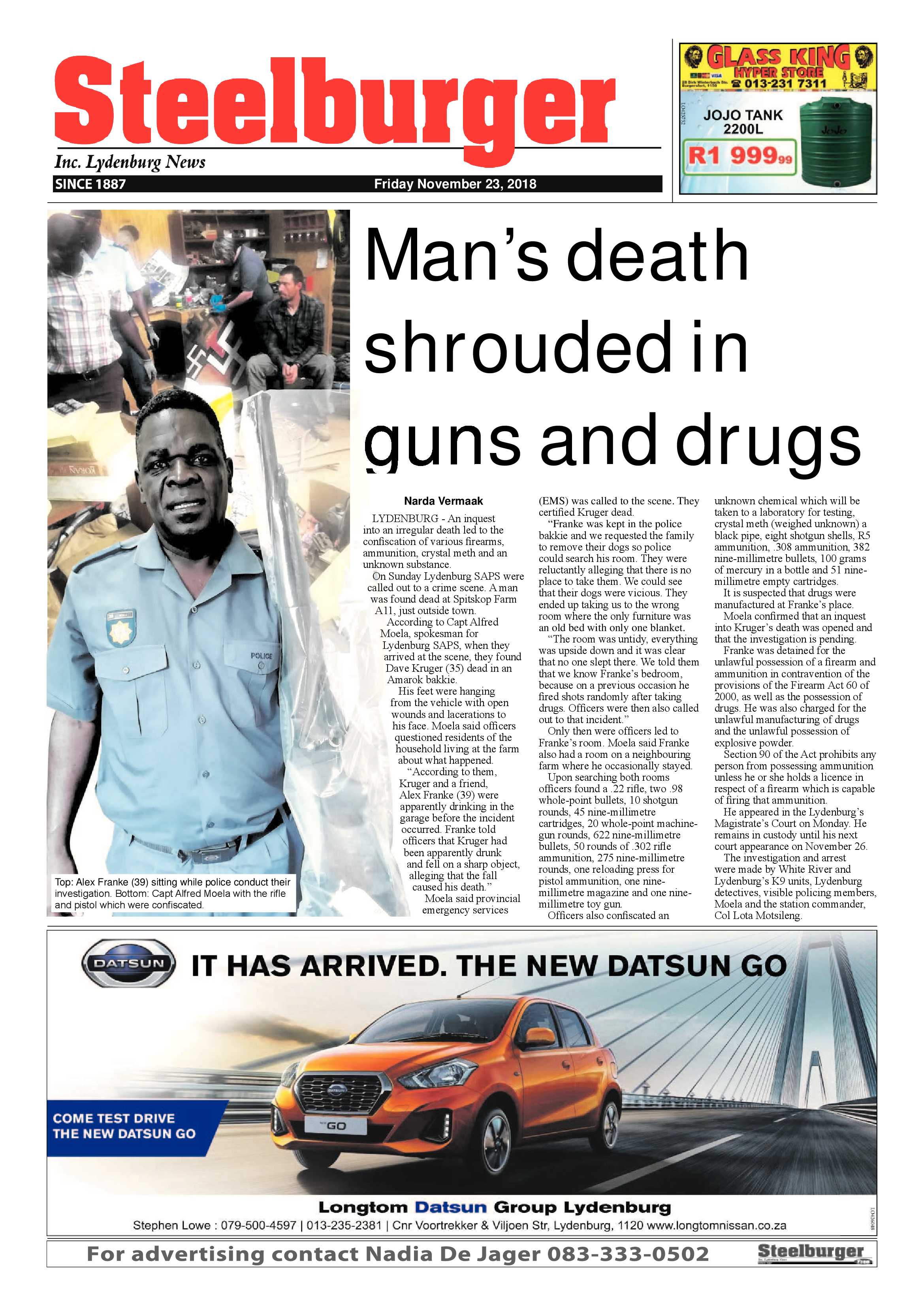Steelburger News 23 November 2018 page 1