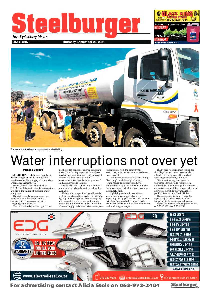 Steelburger News 23 September 2021 page 1
