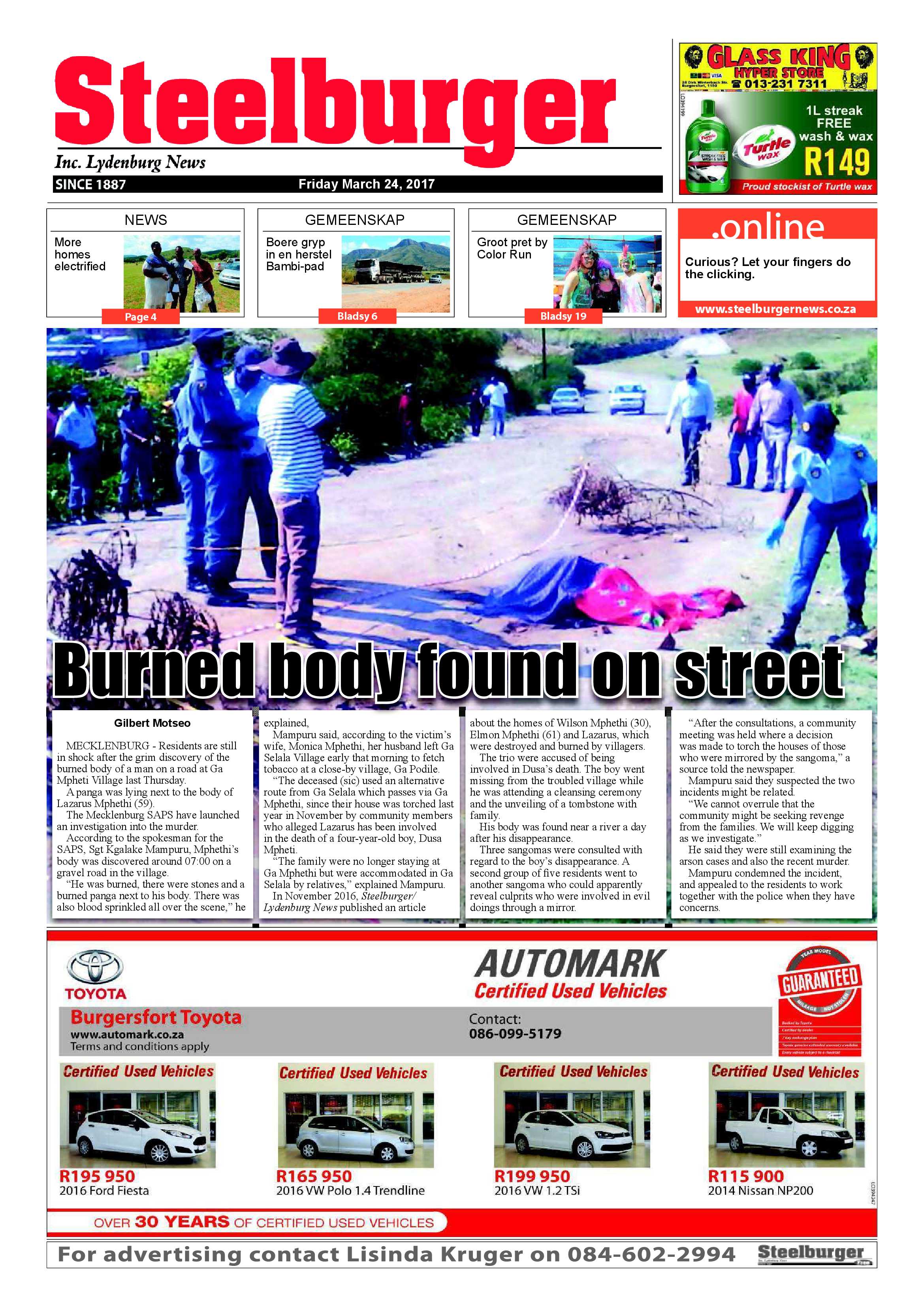 Steelburger News 24 March 2017 page 1