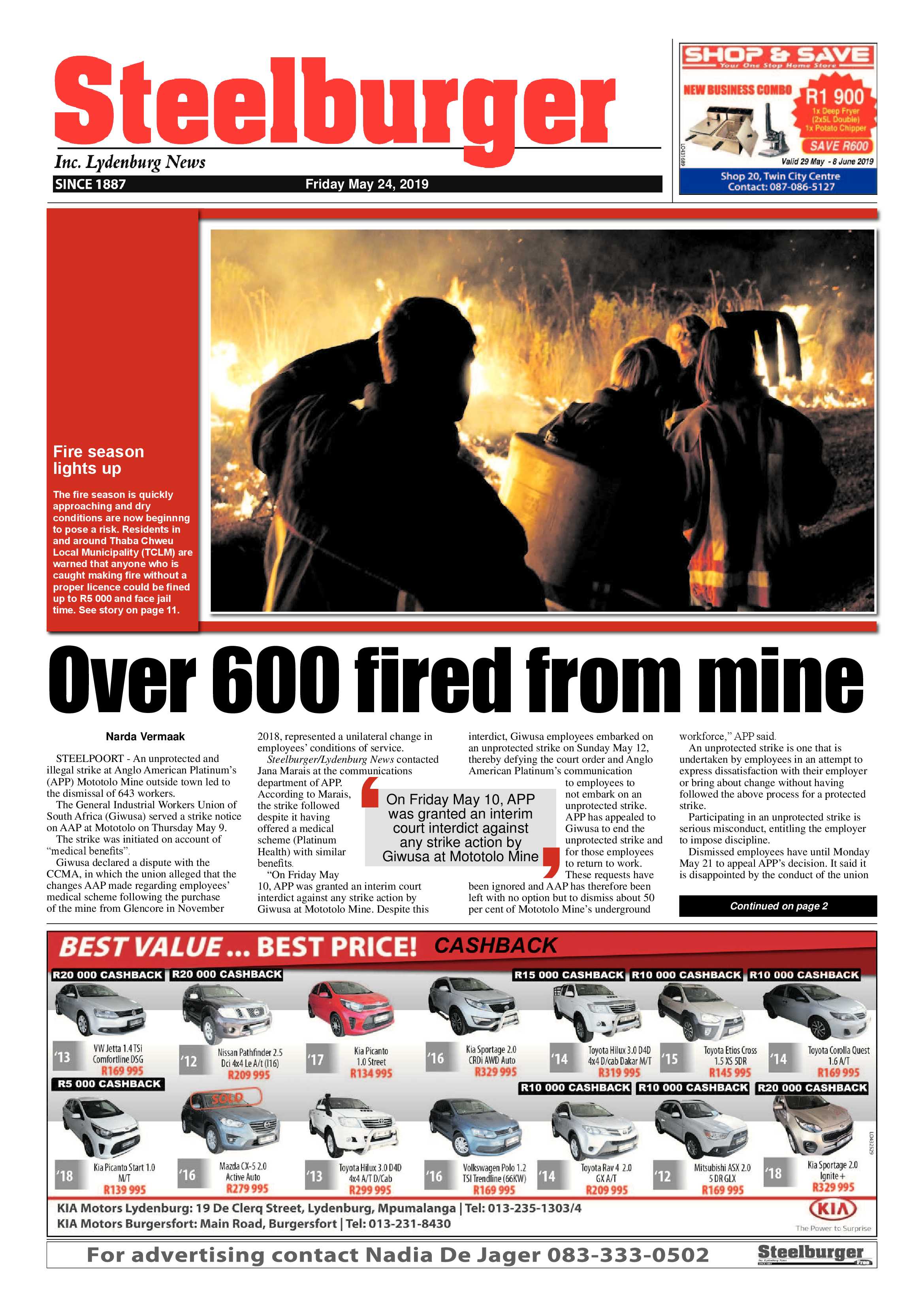 Steelburger News 24 May 2019 page 1