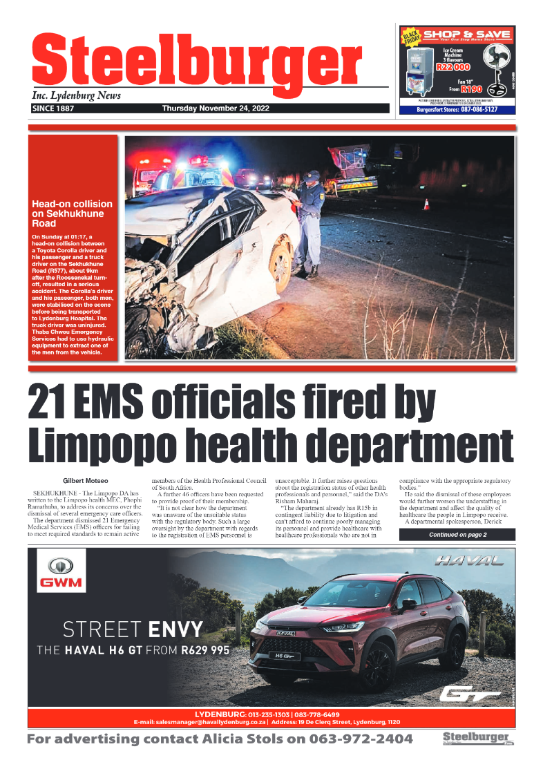 Steelburger News 24 November 2022 page 1