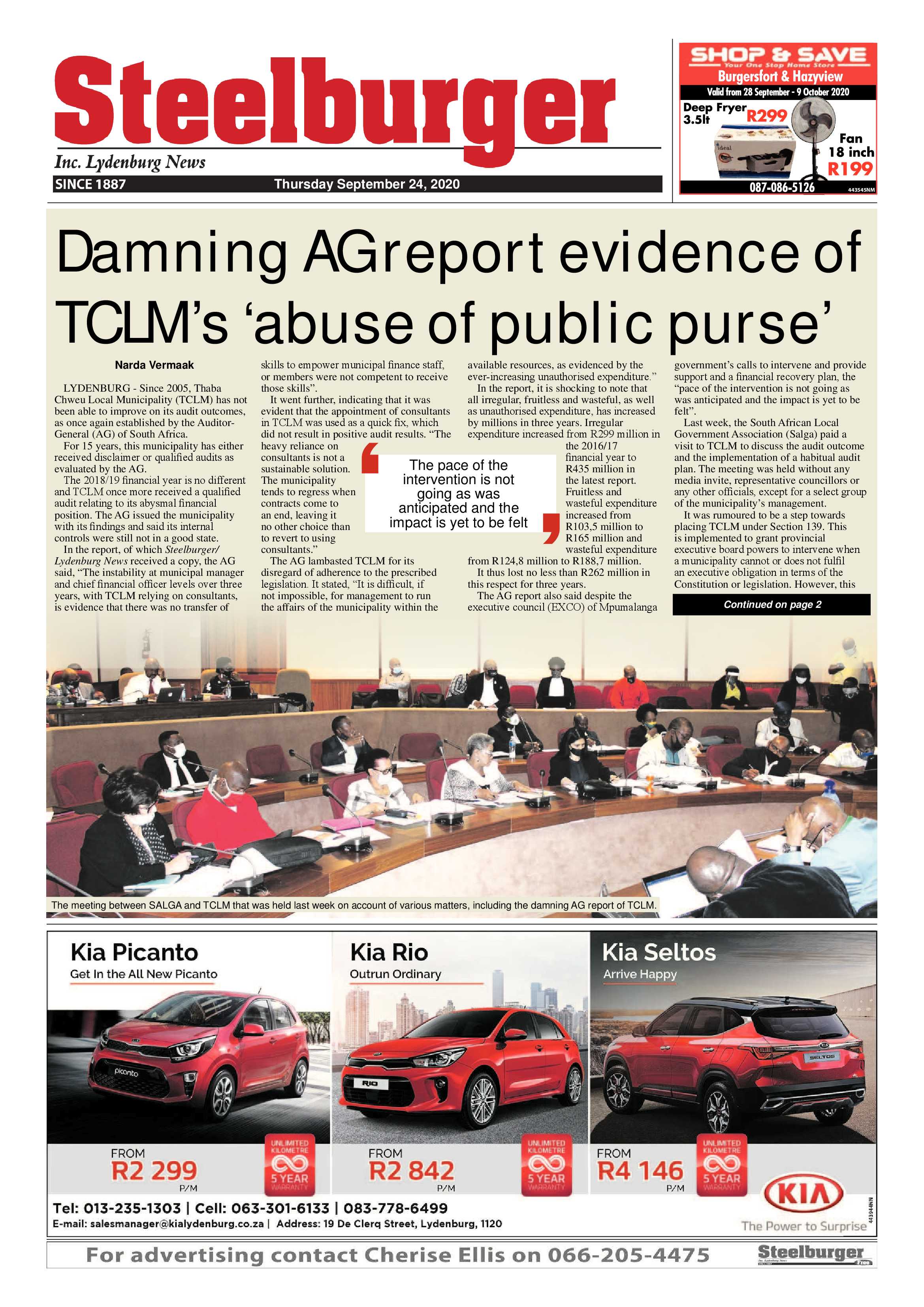 Steelburger News 24 September 2020 page 1