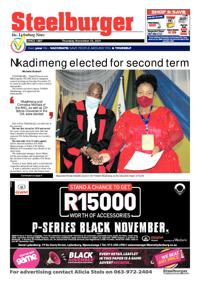 Steelburger News 25 November 2021 page 1