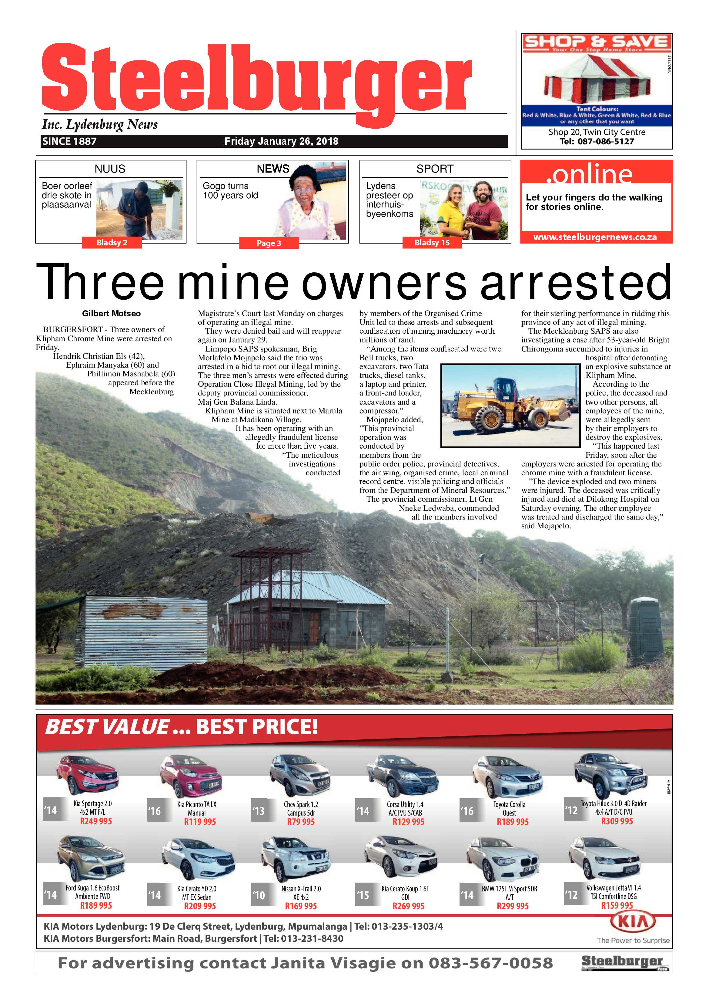 Steelburger News 26 January 2018 page 1