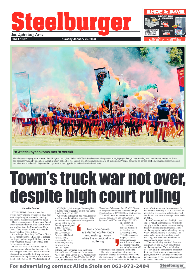 Steelburger News 26 January 2023 page 1