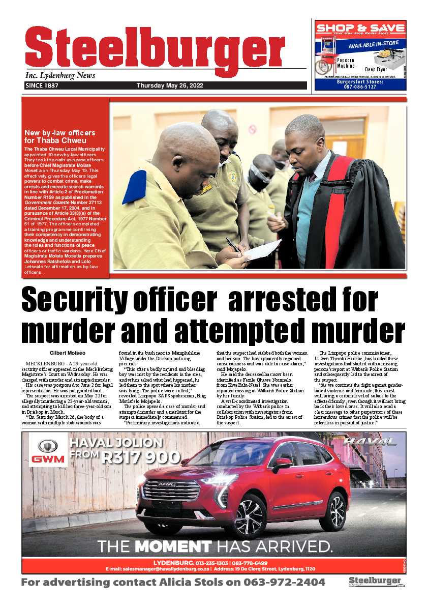 Steelburger News 26 May 2022 page 1
