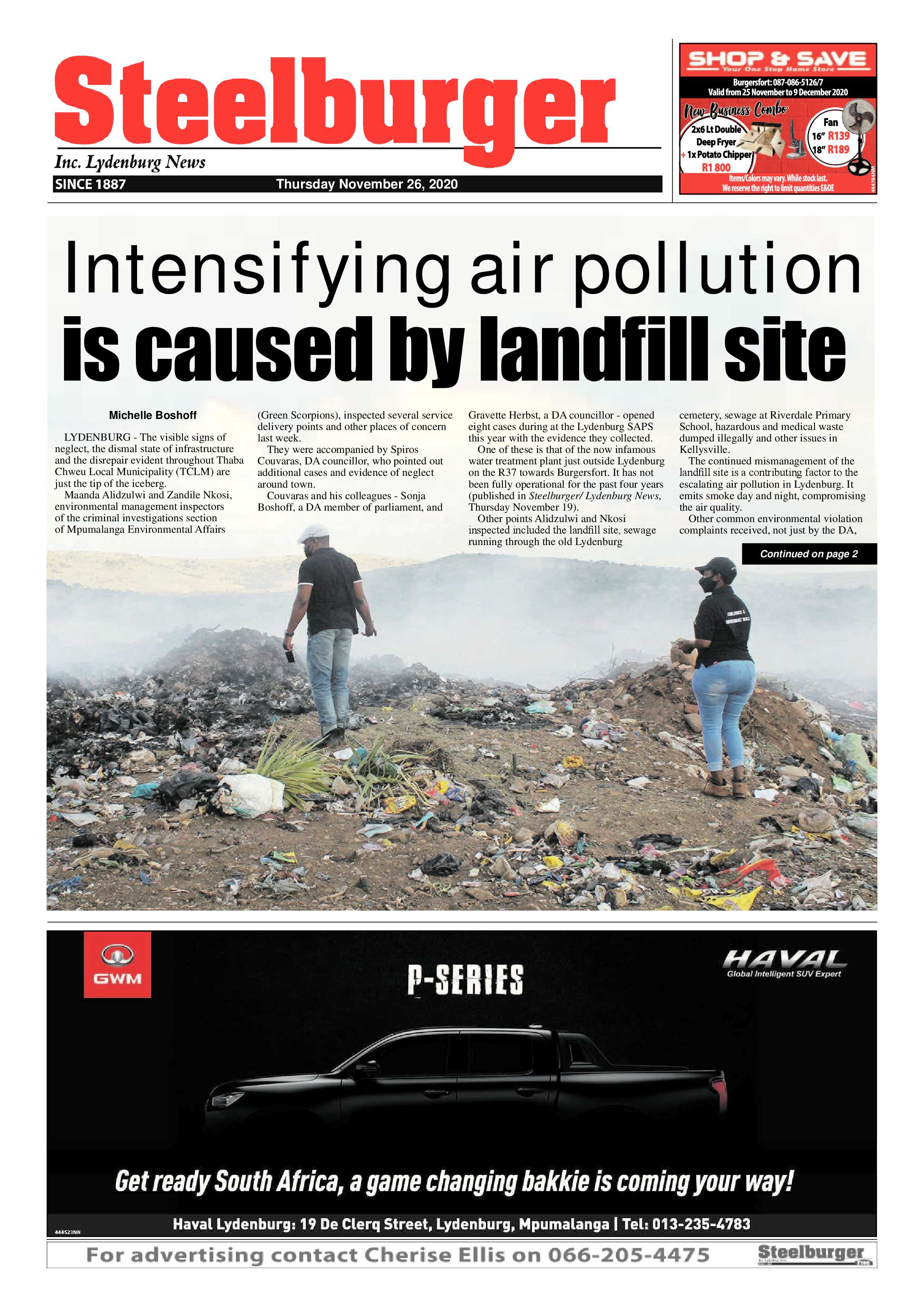 Steelburger News 26 November 2020 page 1