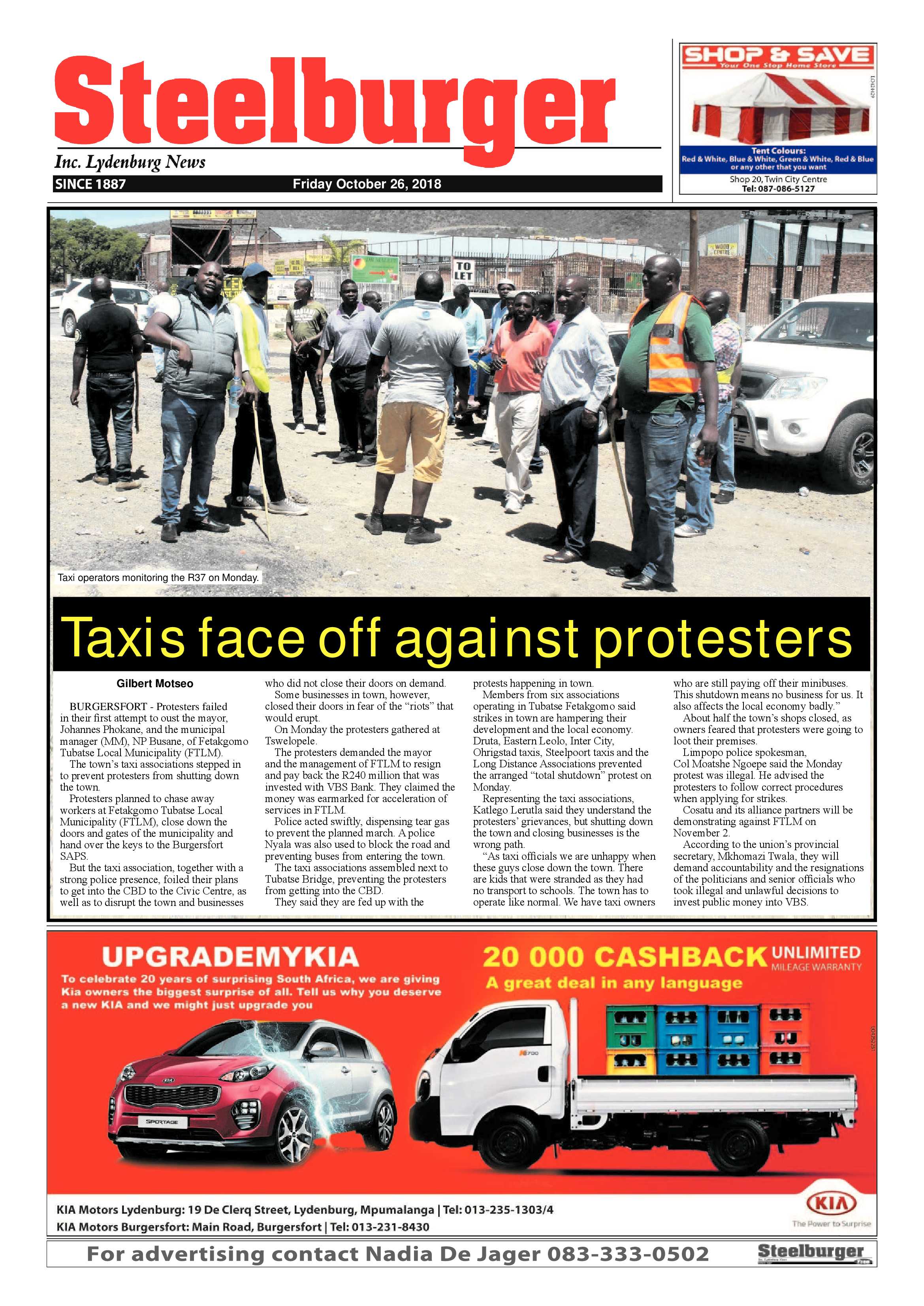 Steelburger News 26 October 2018 page 1