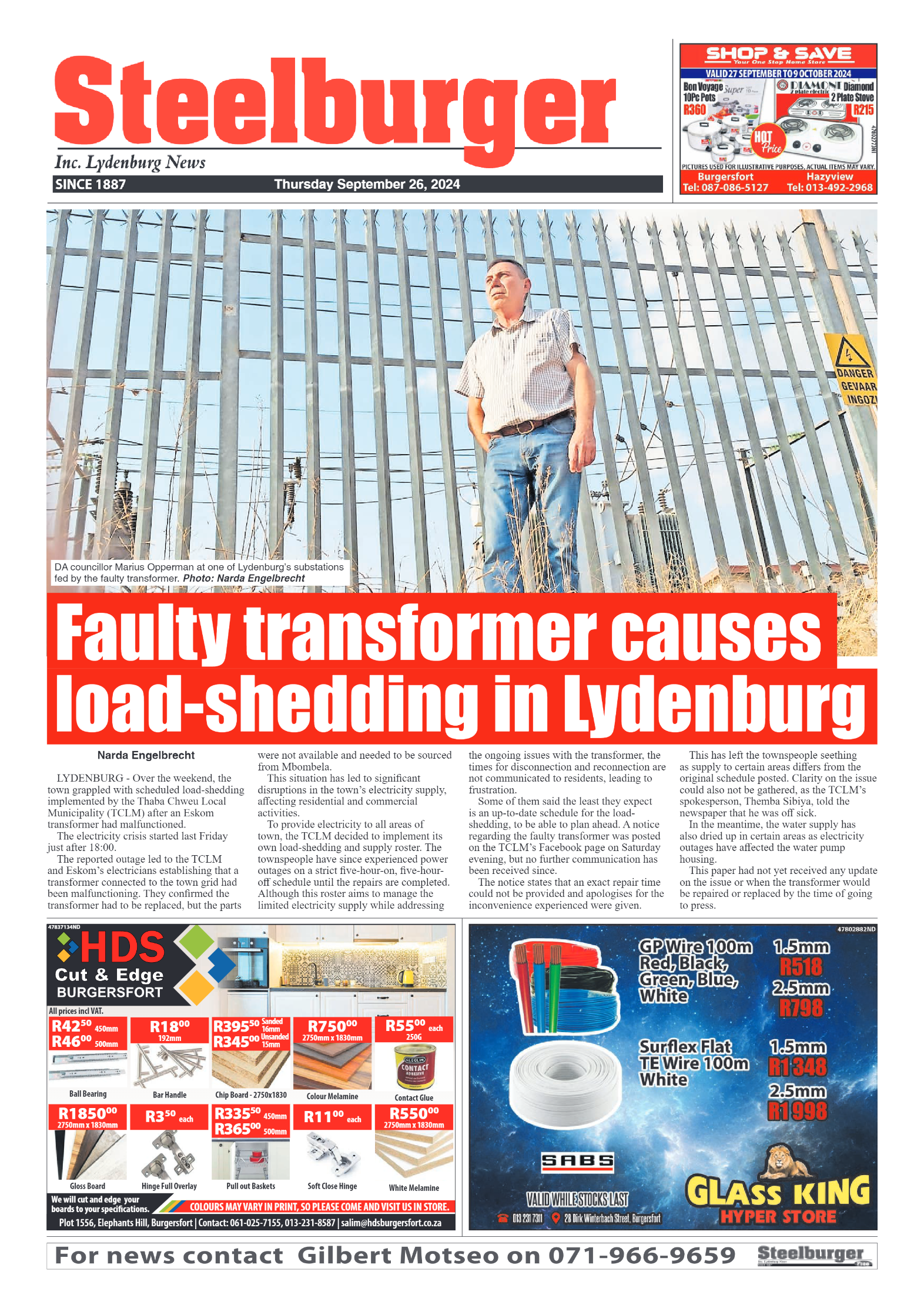 Steelburger News 26 September 2024 page 1